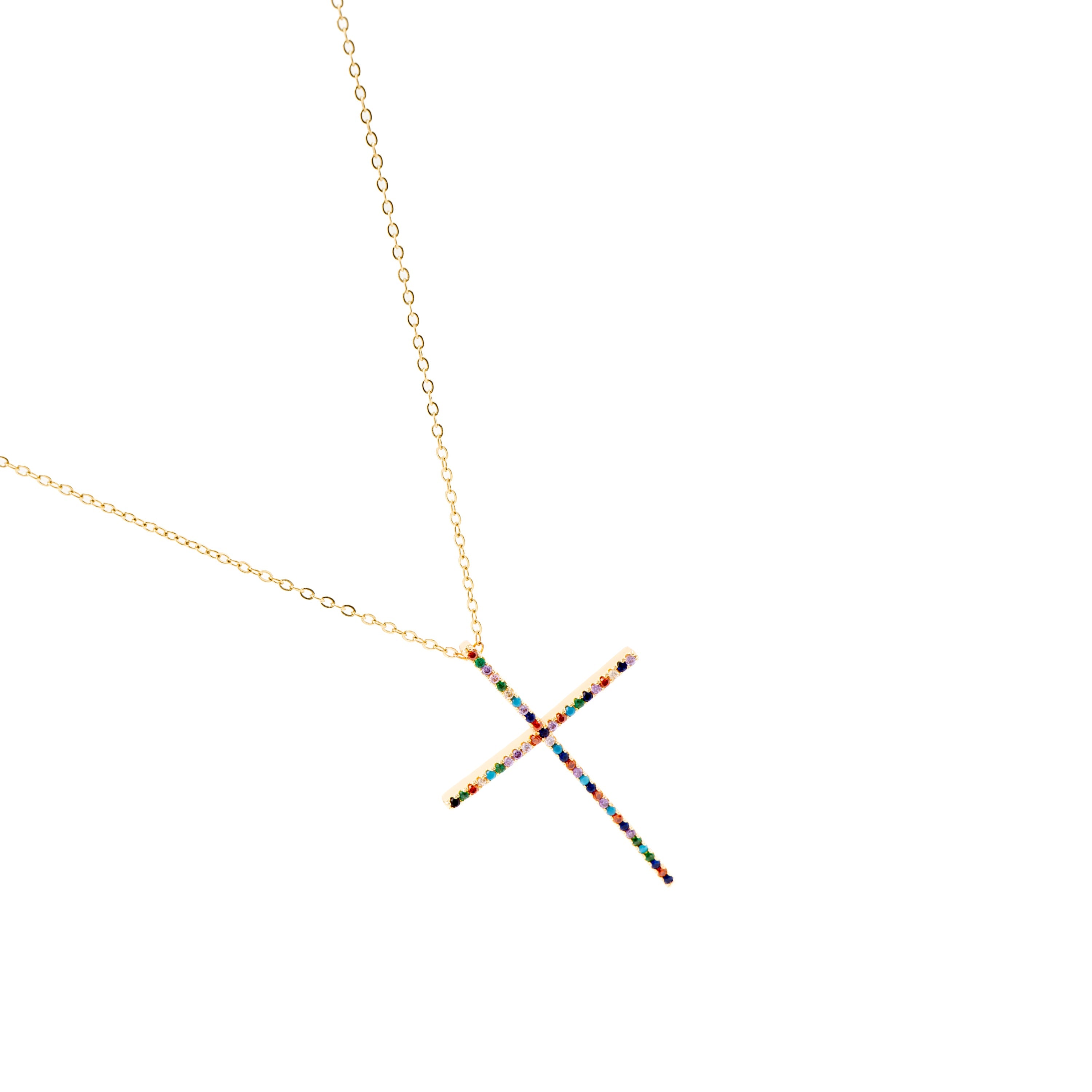 Necklace with Multicolor Zirconia, 18K Gold Finish - Irend