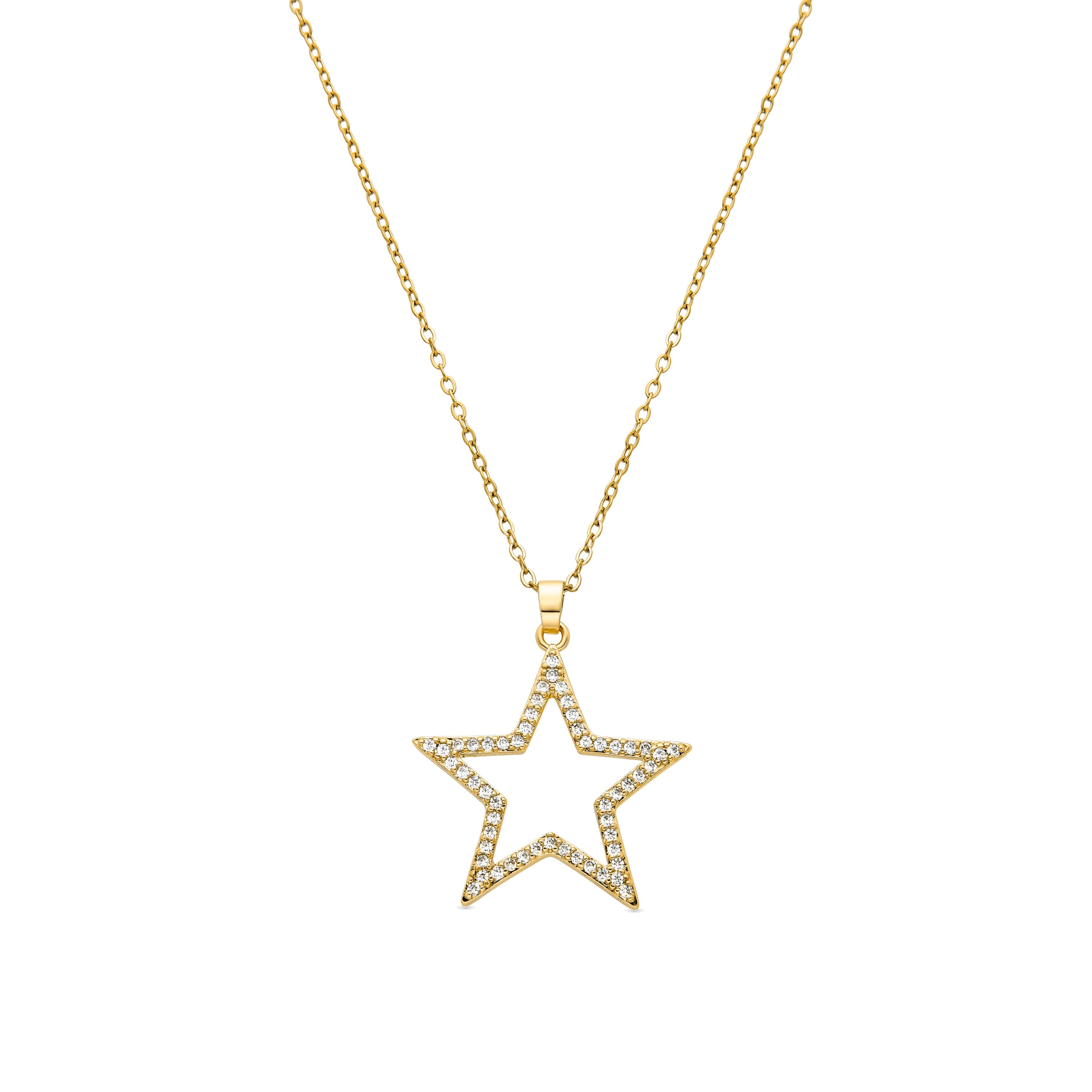 Necklace with brilliant zirconia, 18K gold finish - Sanem