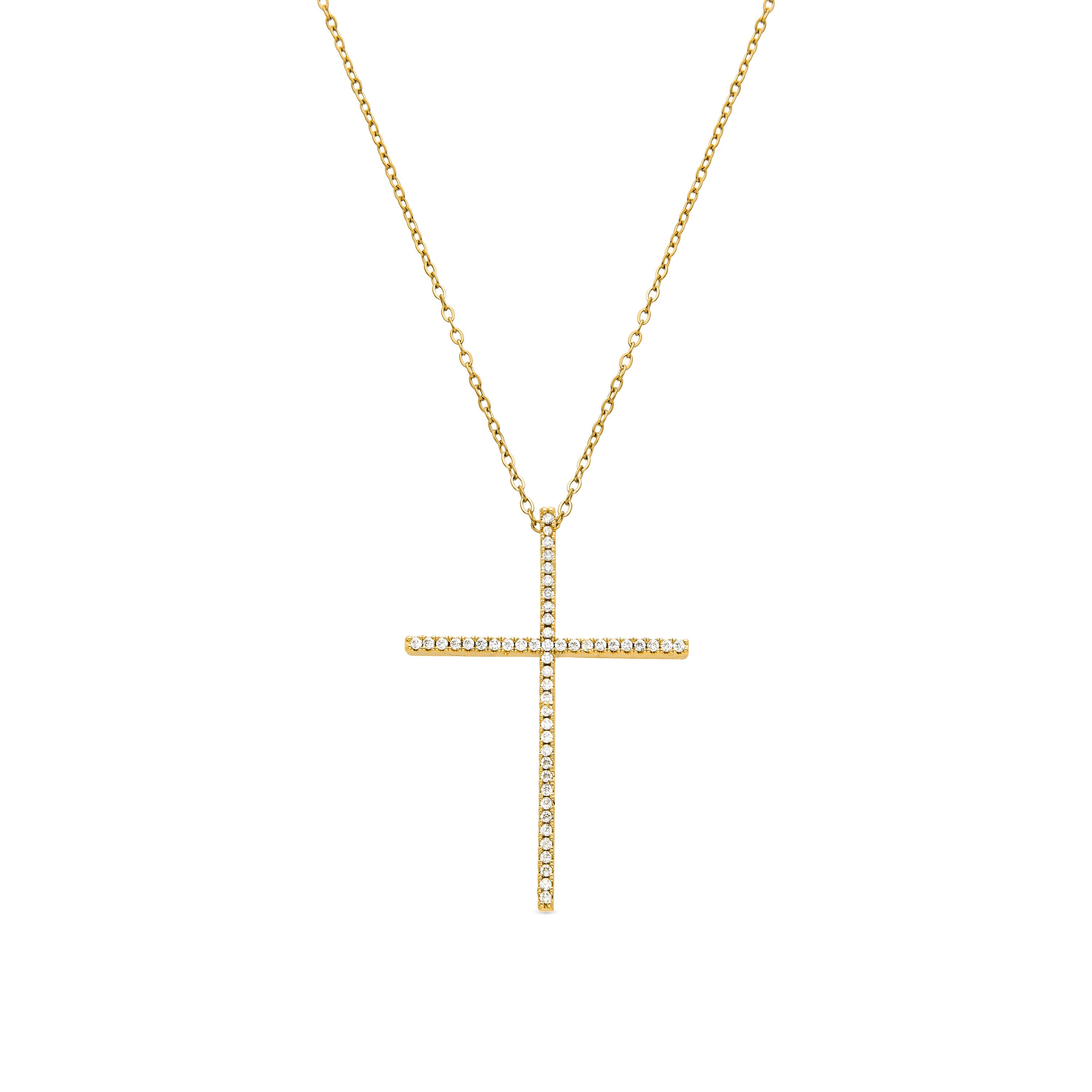 Necklace with brilliant zirconia, 18K gold finish - Saisa