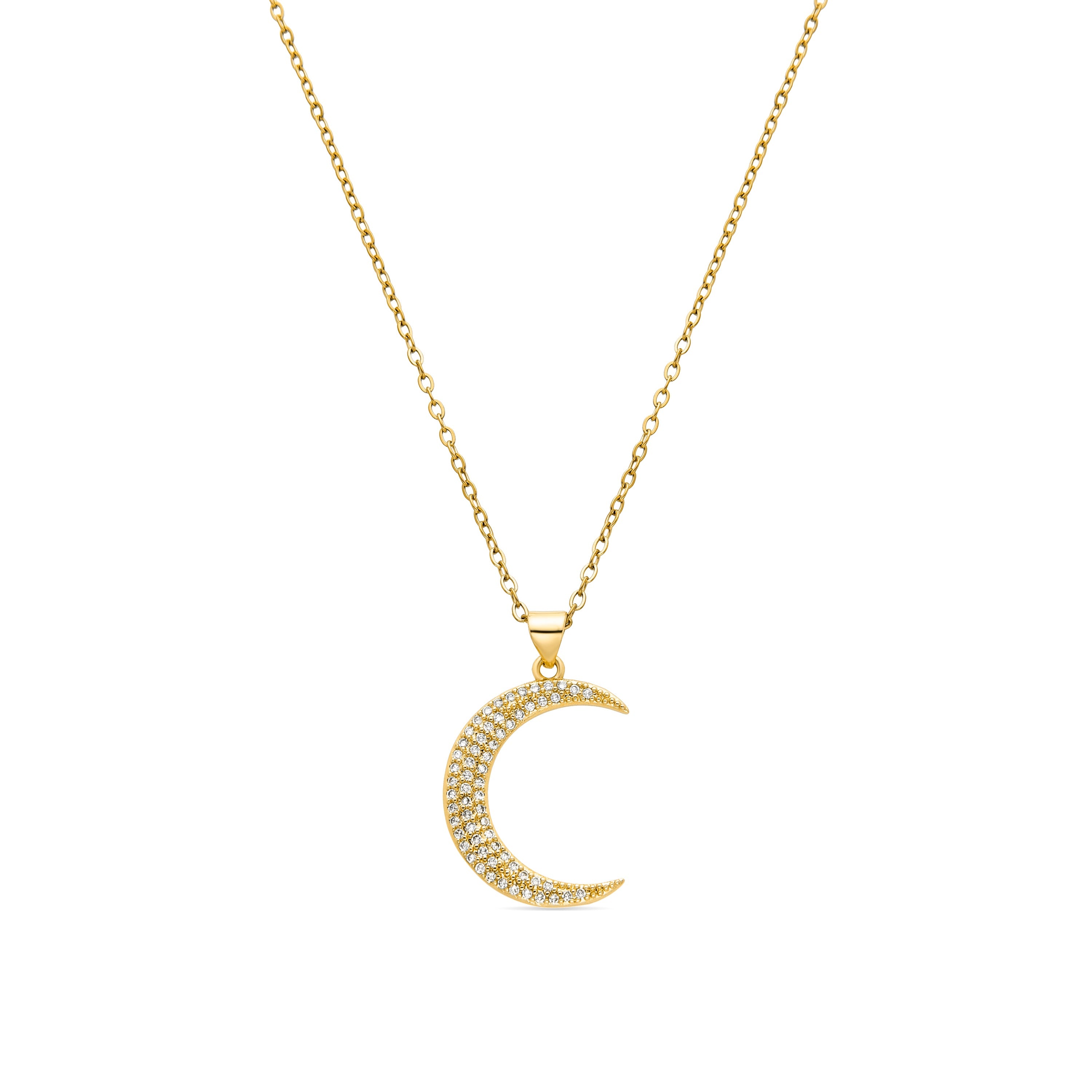Necklace with brilliant zirconia, 18K gold finish - Deoko