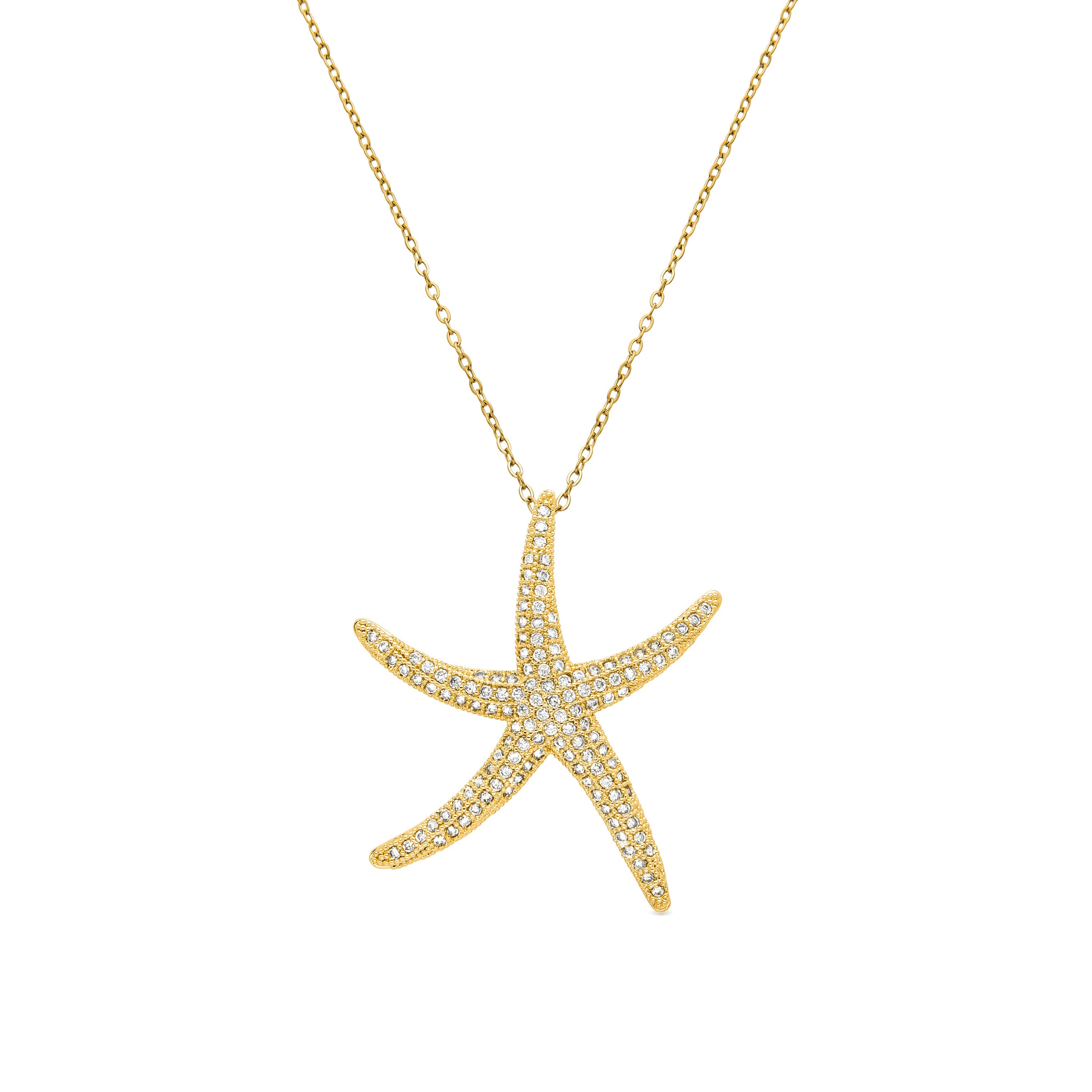 Necklace with brilliant zirconia, 18K gold finish - Sirif