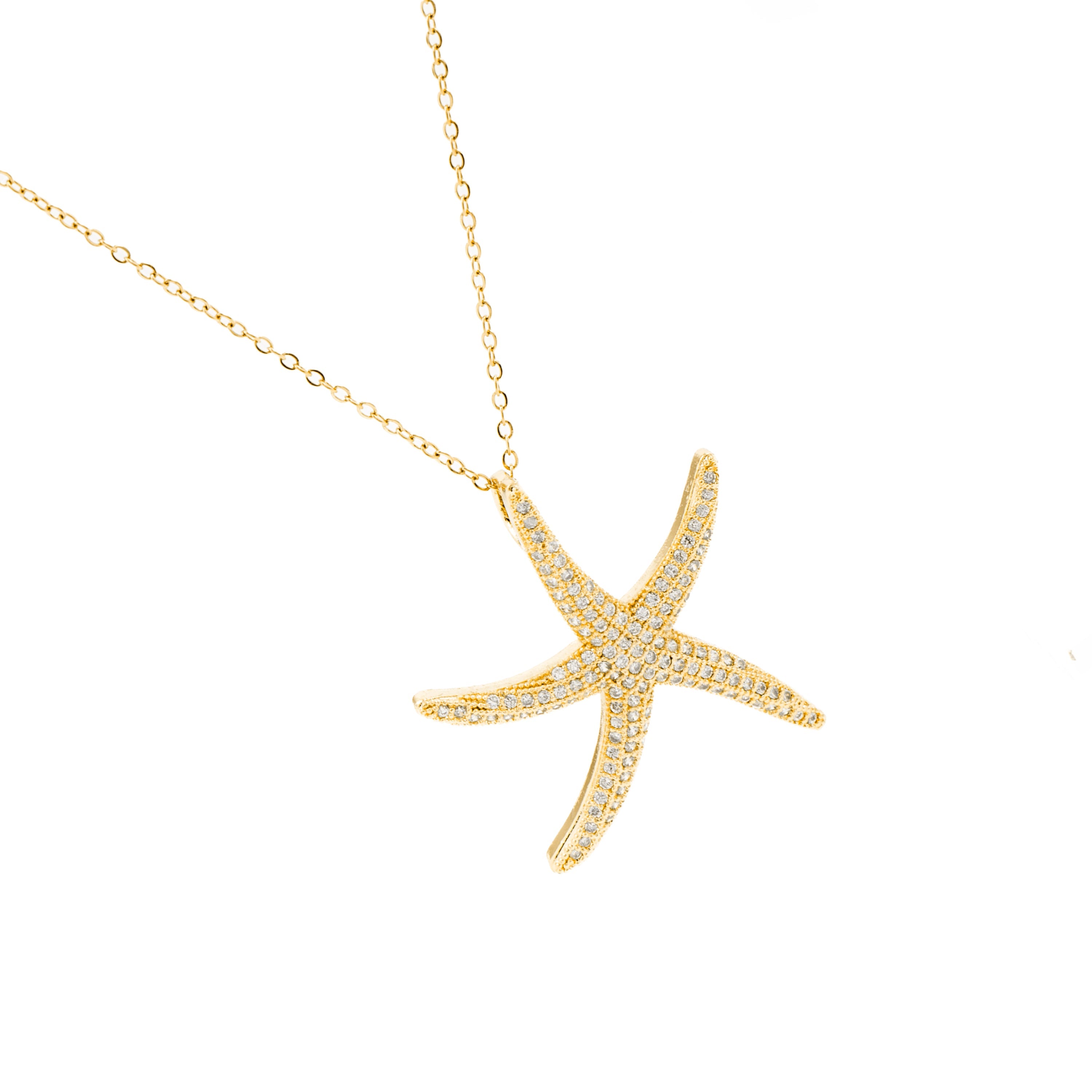 Necklace with brilliant zirconia, 18K gold finish - Sirif