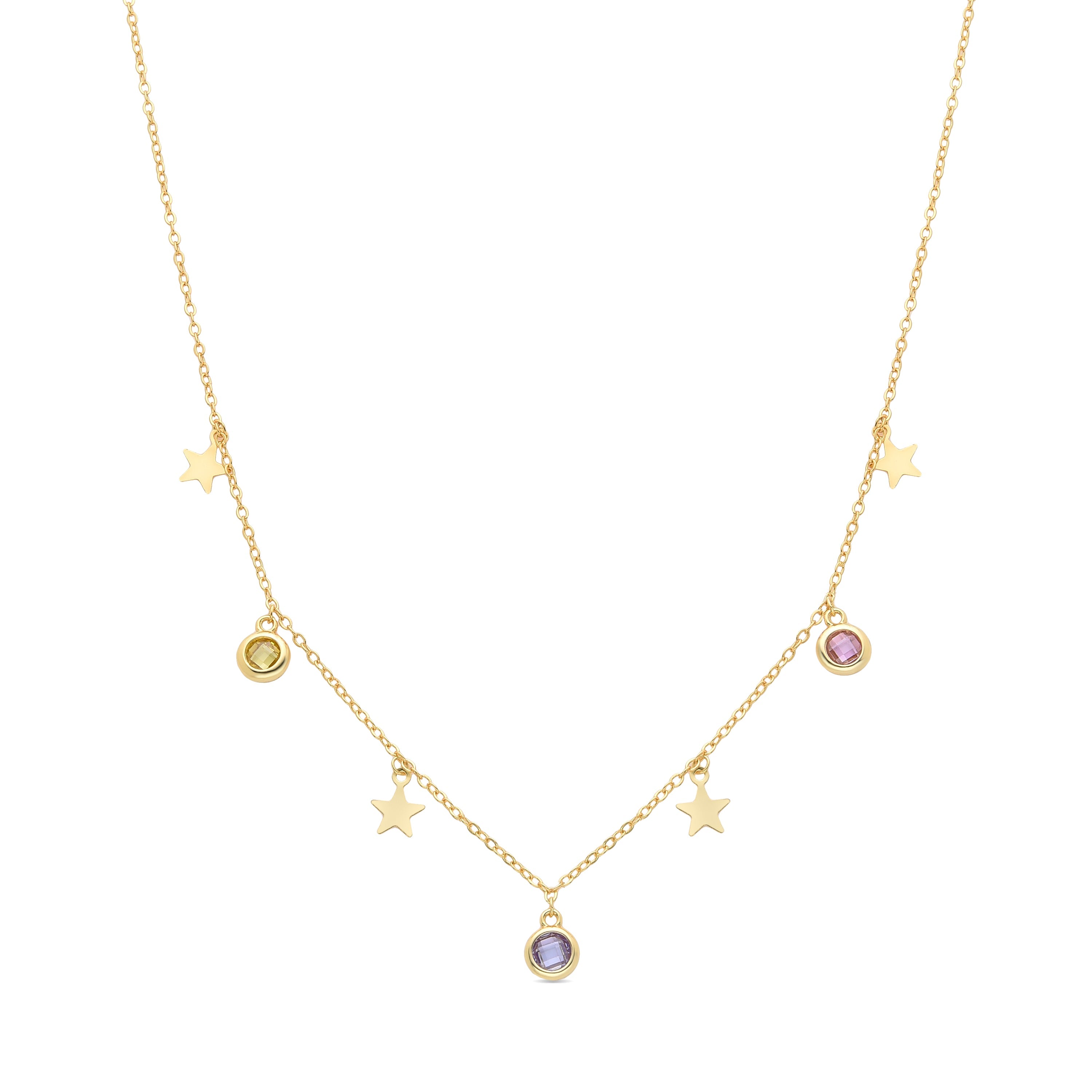 Multicolor Zirconia Necklace finished in 18K yellow gold - Sunah