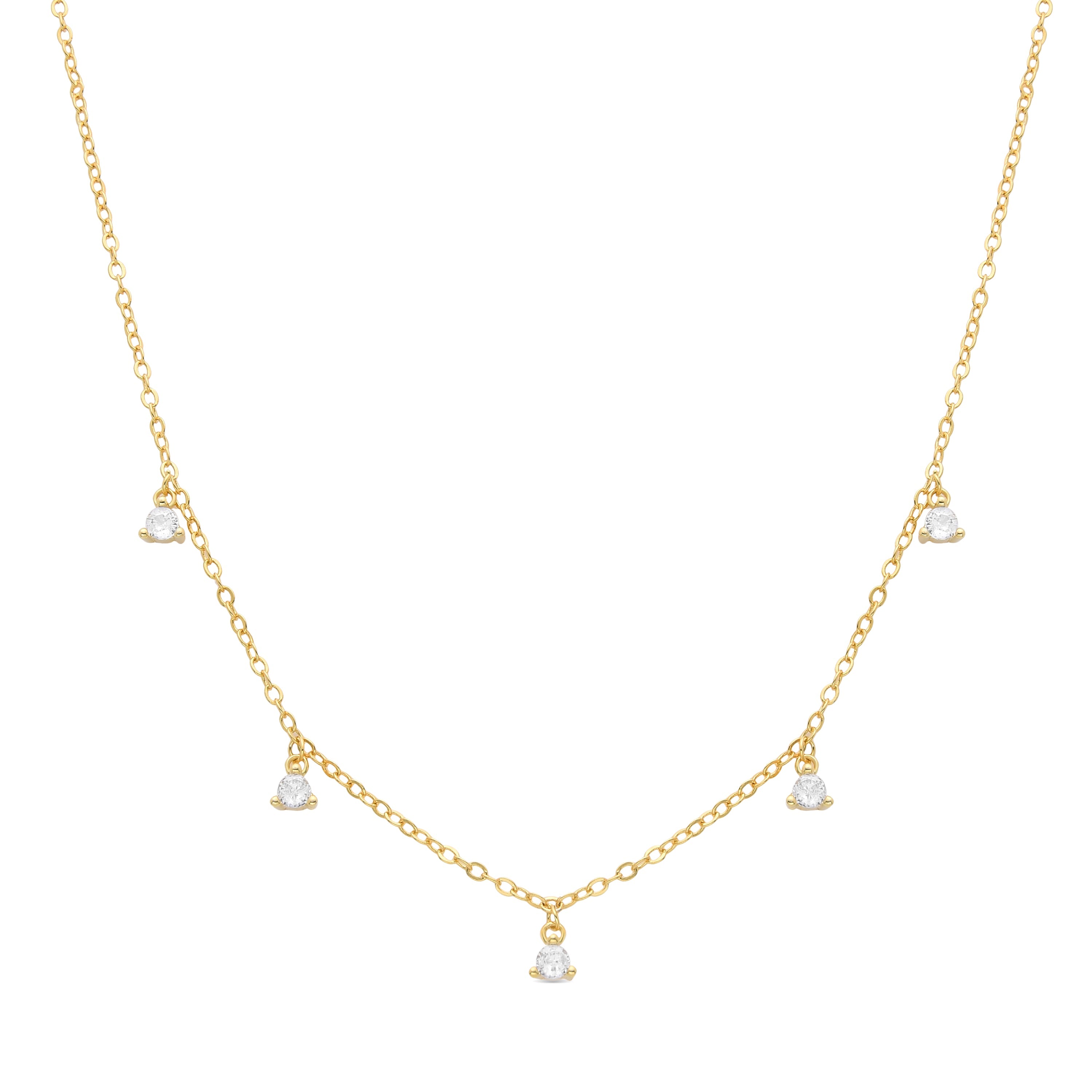 Brilliant Zirconia Necklace finished in 18K yellow gold - Kisain