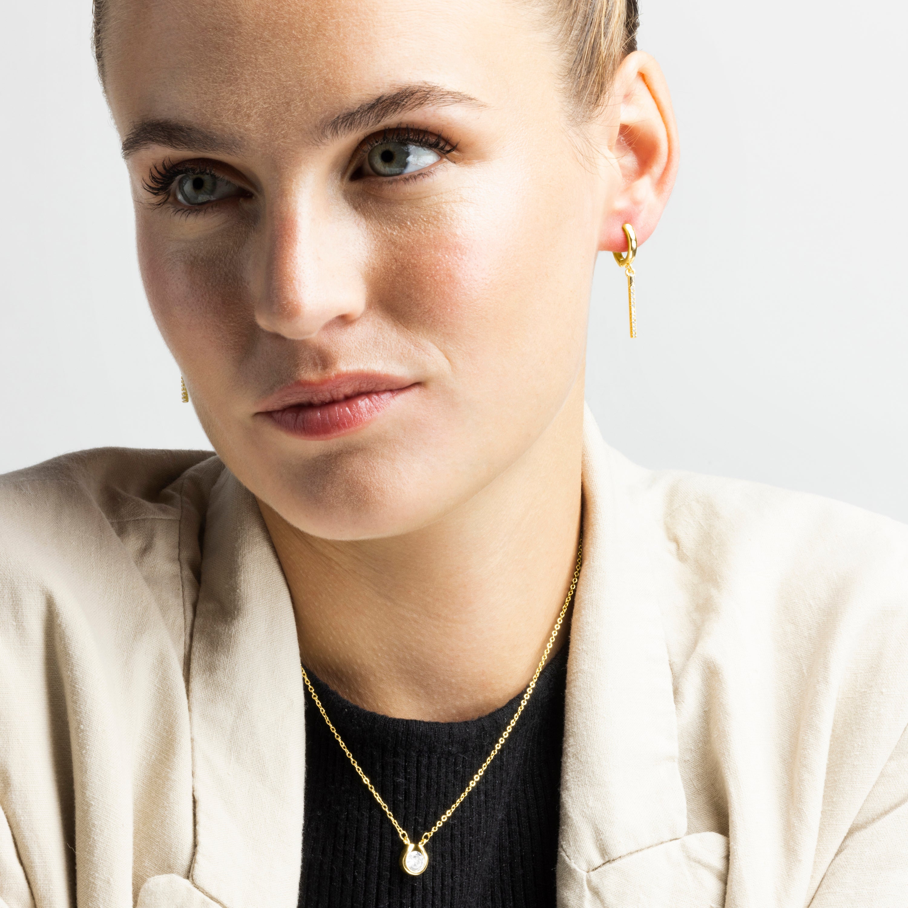 Brilliant Zirconia Necklace finished in 18K yellow gold - Ceol