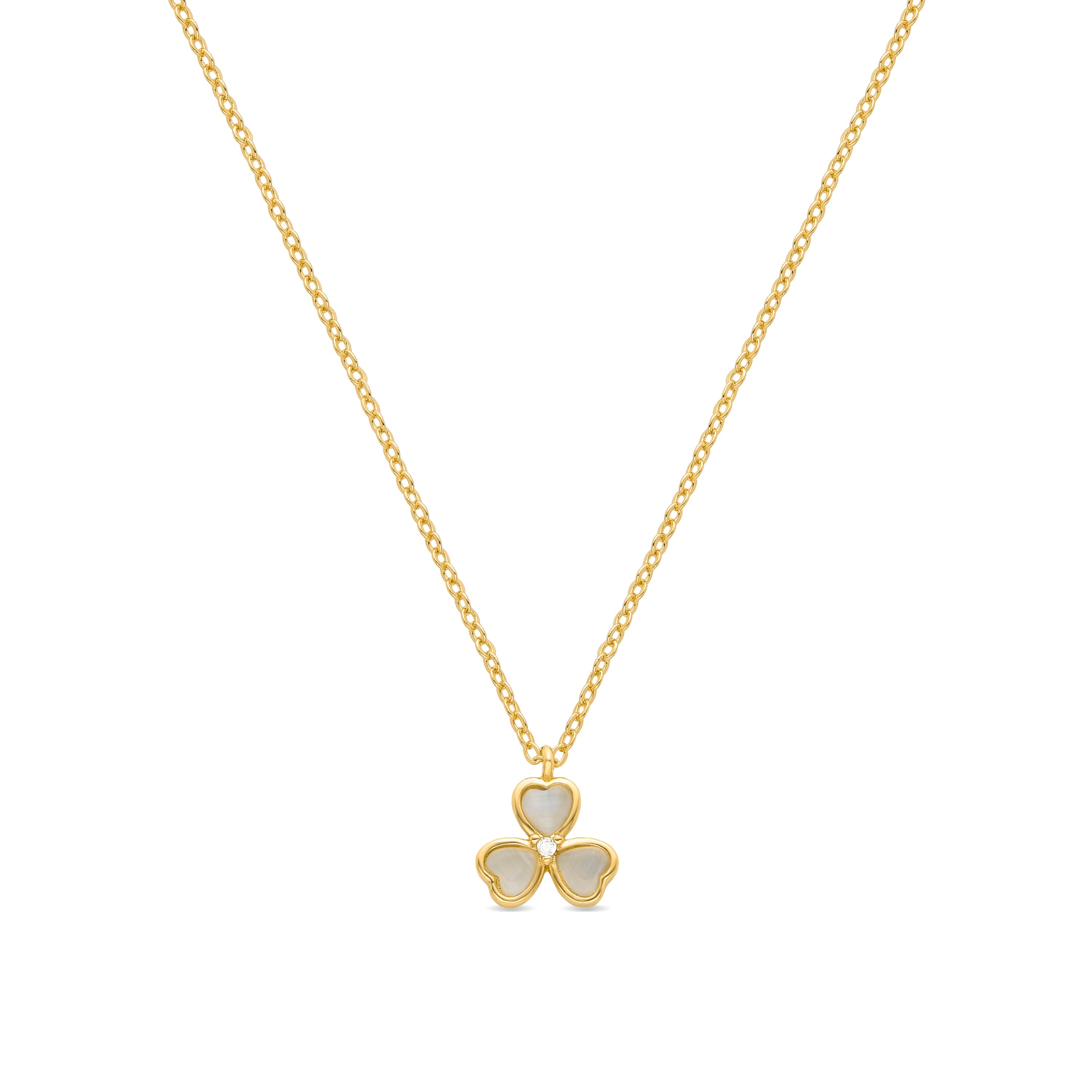 Cat's Eye Necklace finished in 18K yellow gold - Clover