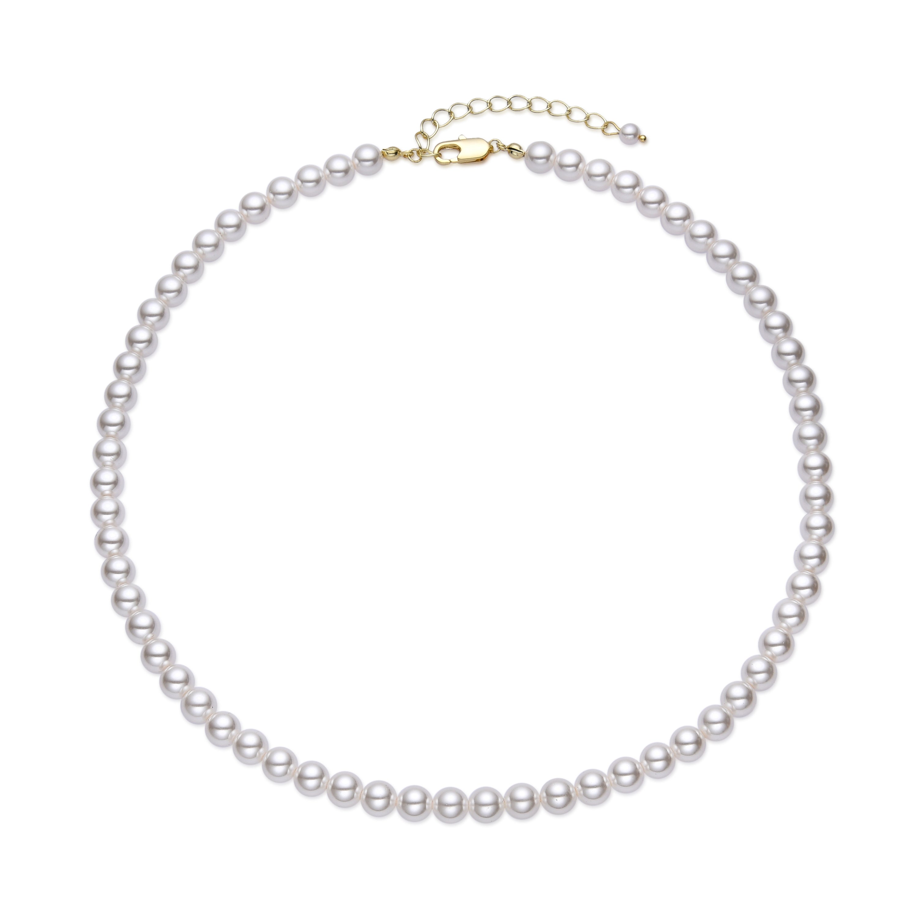 18k Gold Finish White Pearl Necklace - Jamel