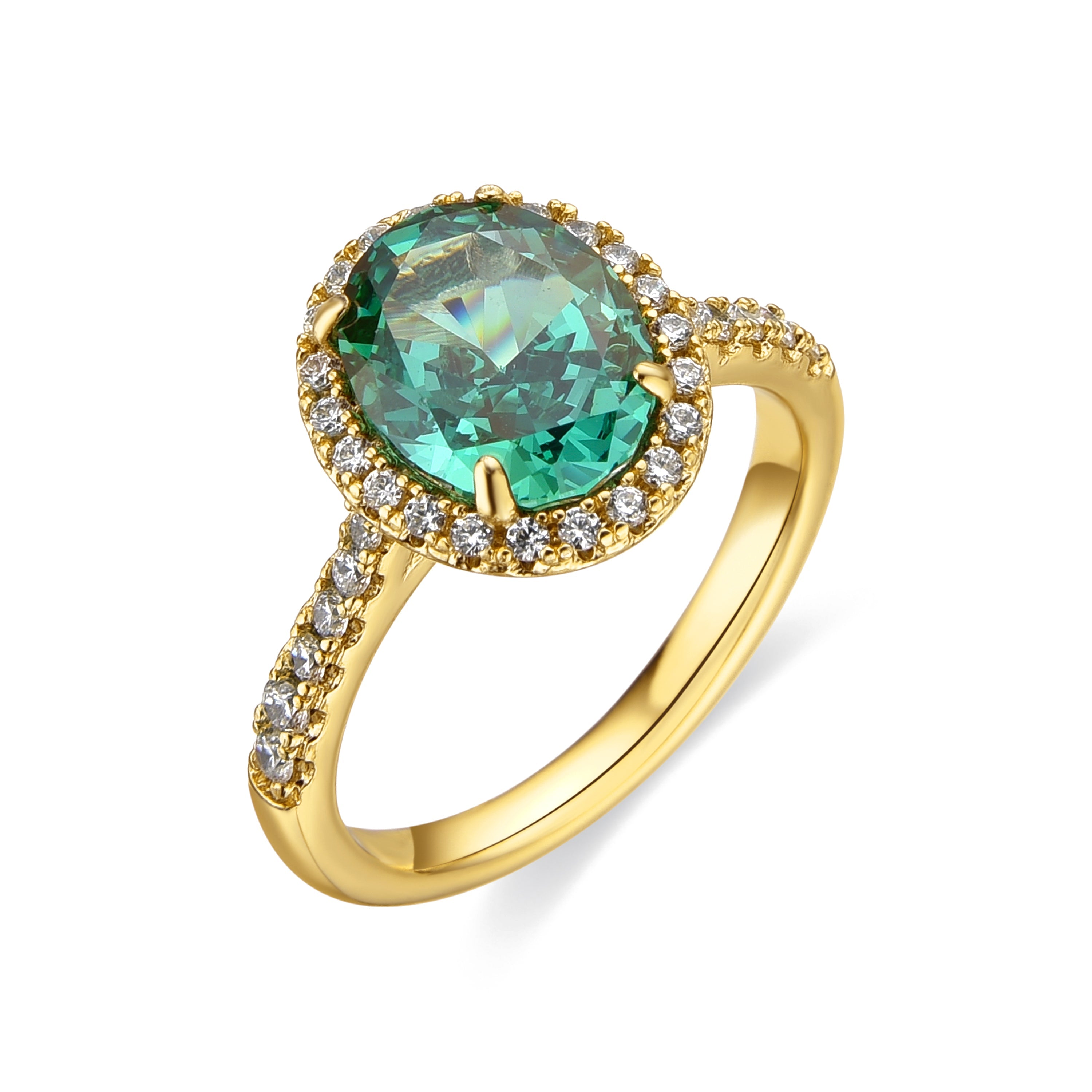 Ring with Emerald Zirconia, 18k gold finish - Rudfer