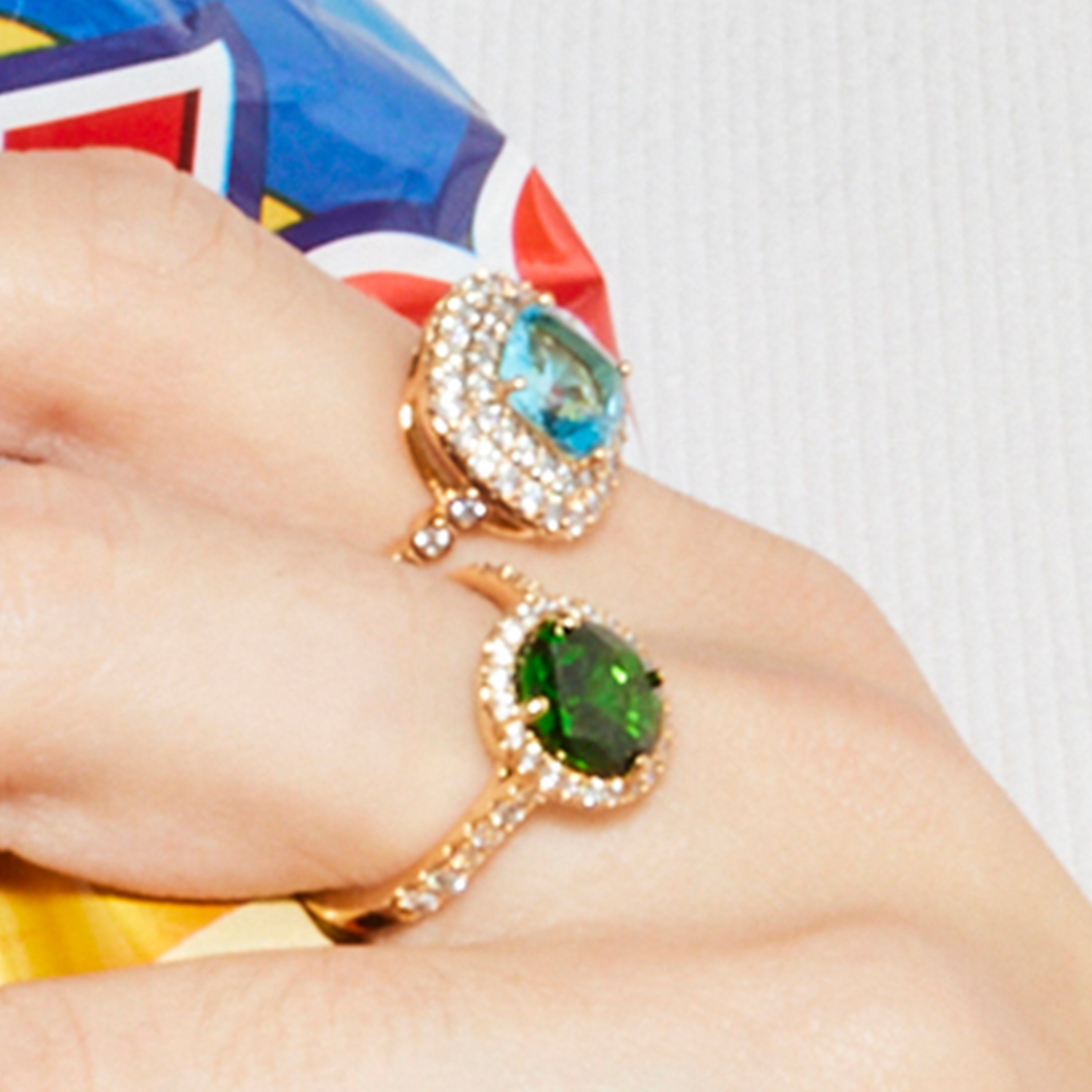 Ring with Emerald Zirconia, 18k gold finish - Rudfer