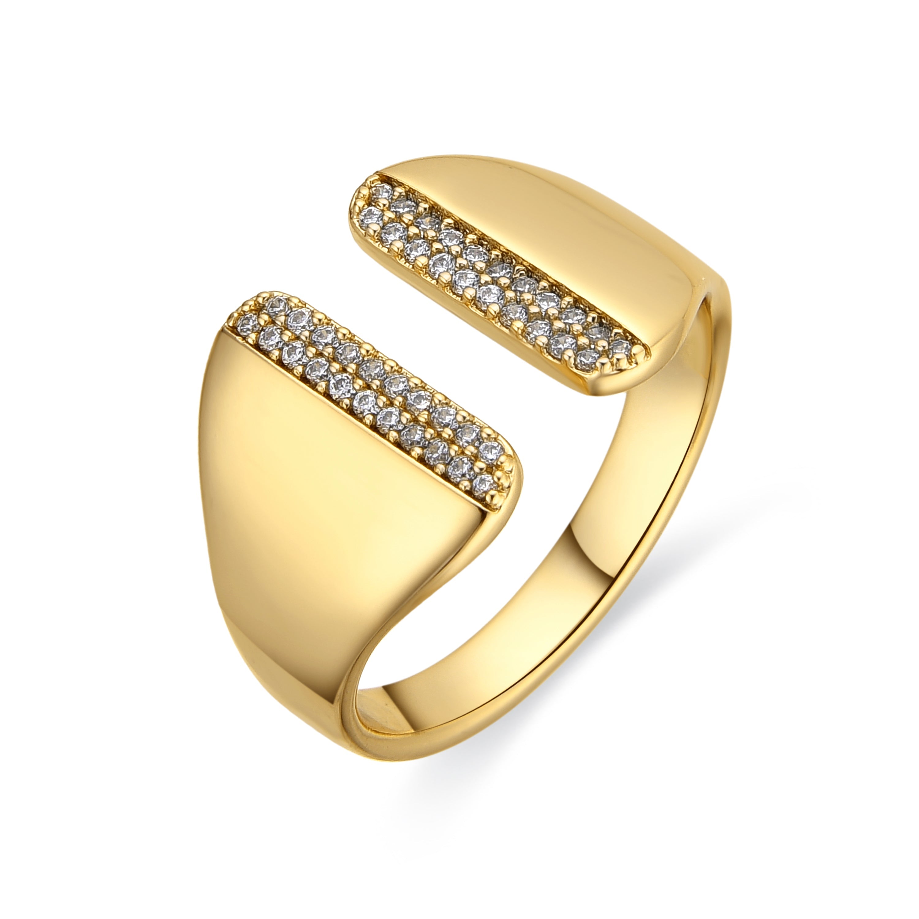 Ring with brilliant zirconia, 18k gold finish - Niando
