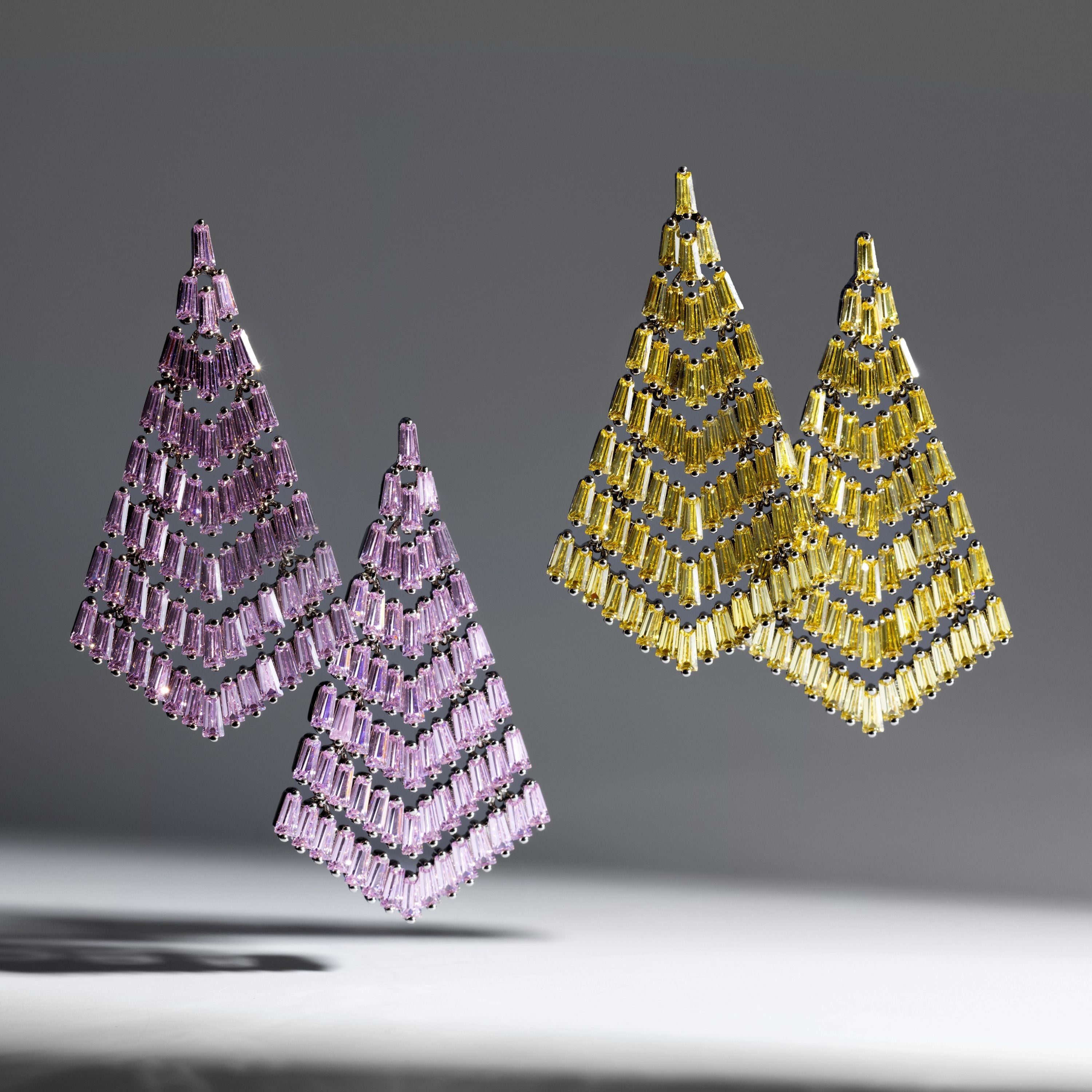 Purple Crystal Earrings Finished in 18K Rose Gold - Kifu