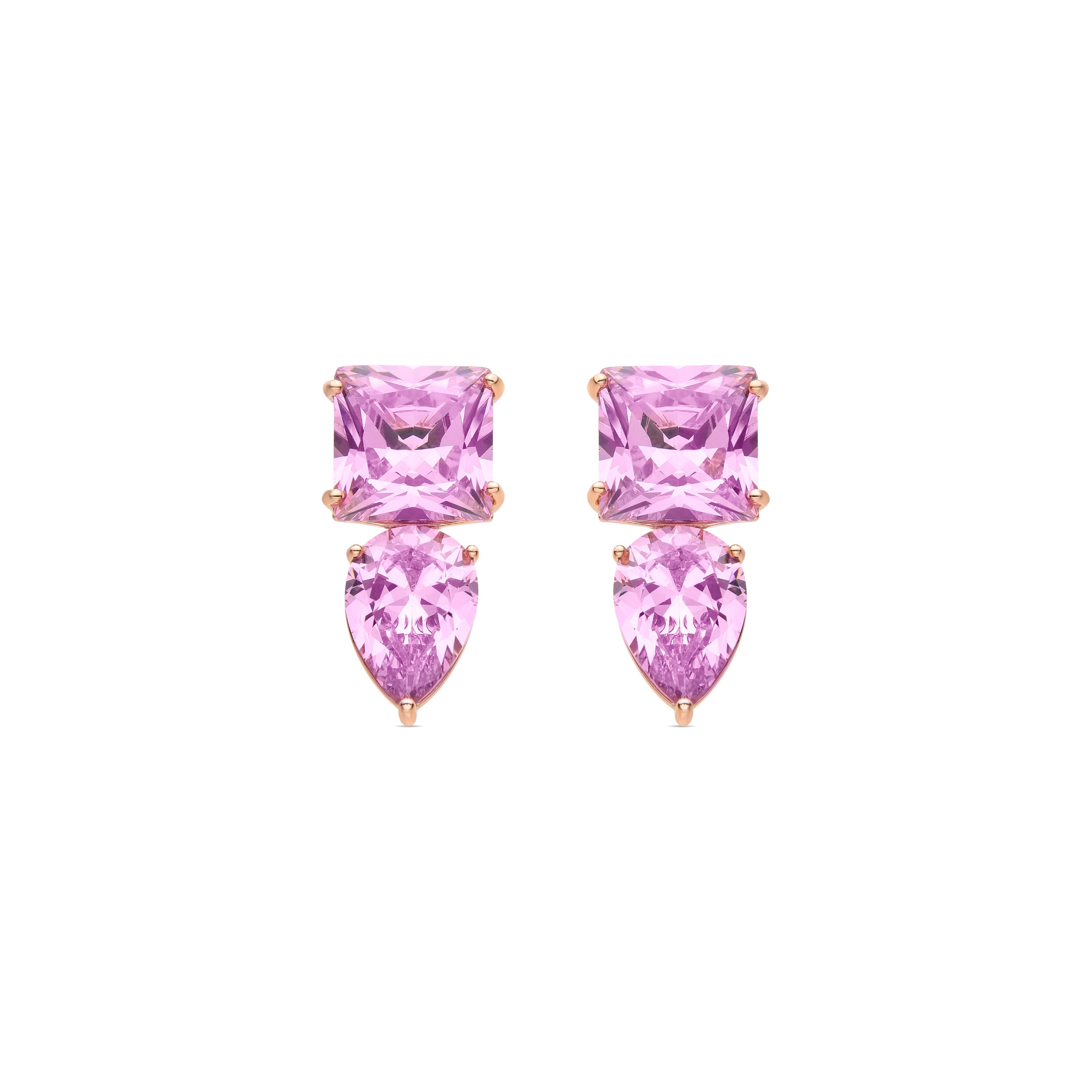 Pink Zirconia Earrings Finished in 18K Rose Gold - Nenmi