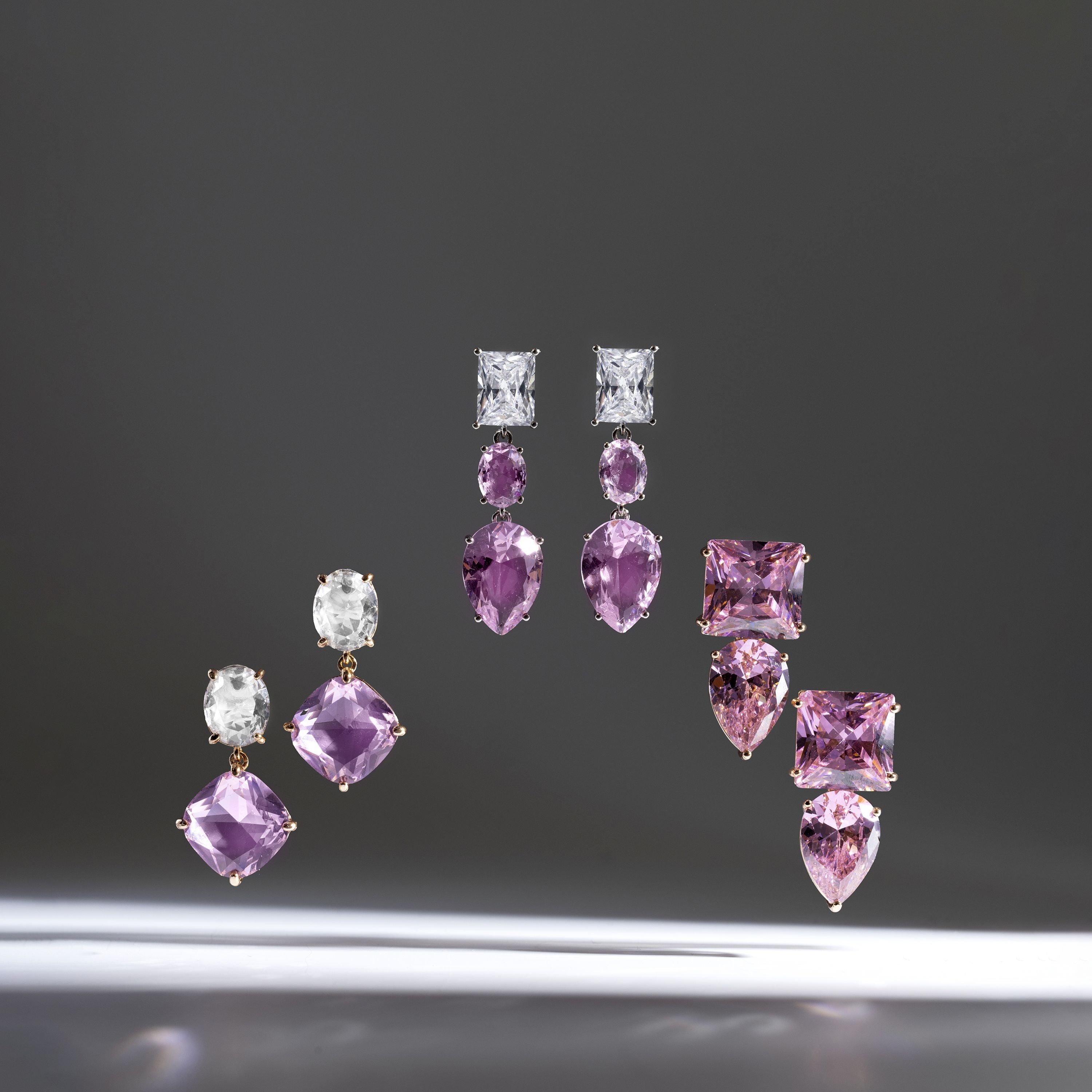 Pink Zirconia Earrings Finished in 18K Rose Gold - Nenmi