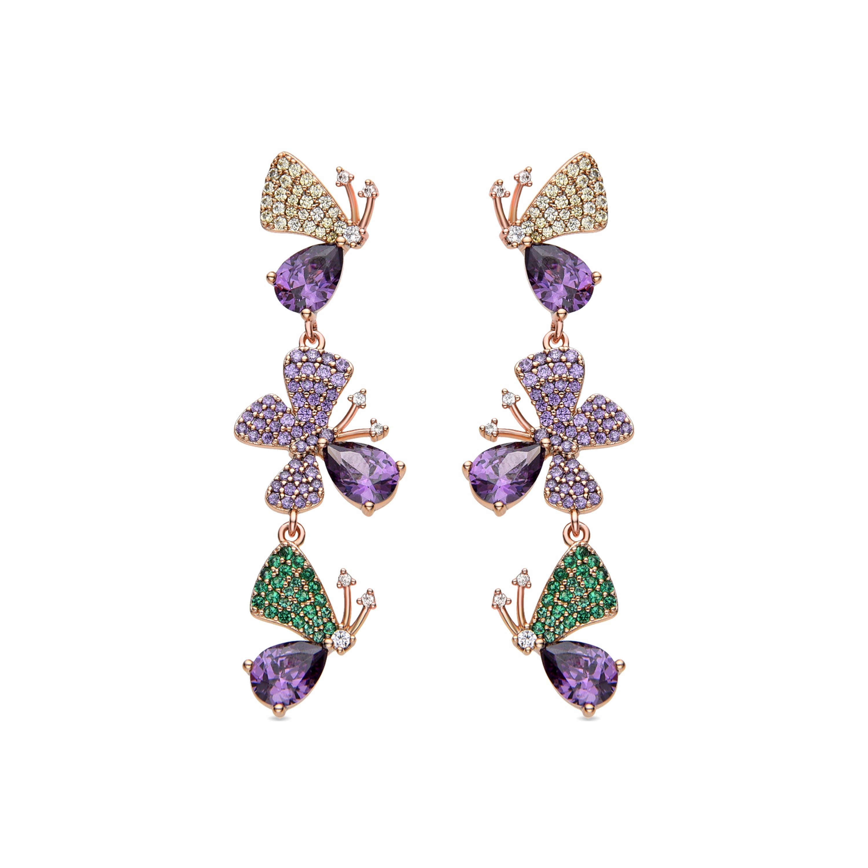 Amethyst Zirconia Earrings Finished in 18K Rose Gold - Haula