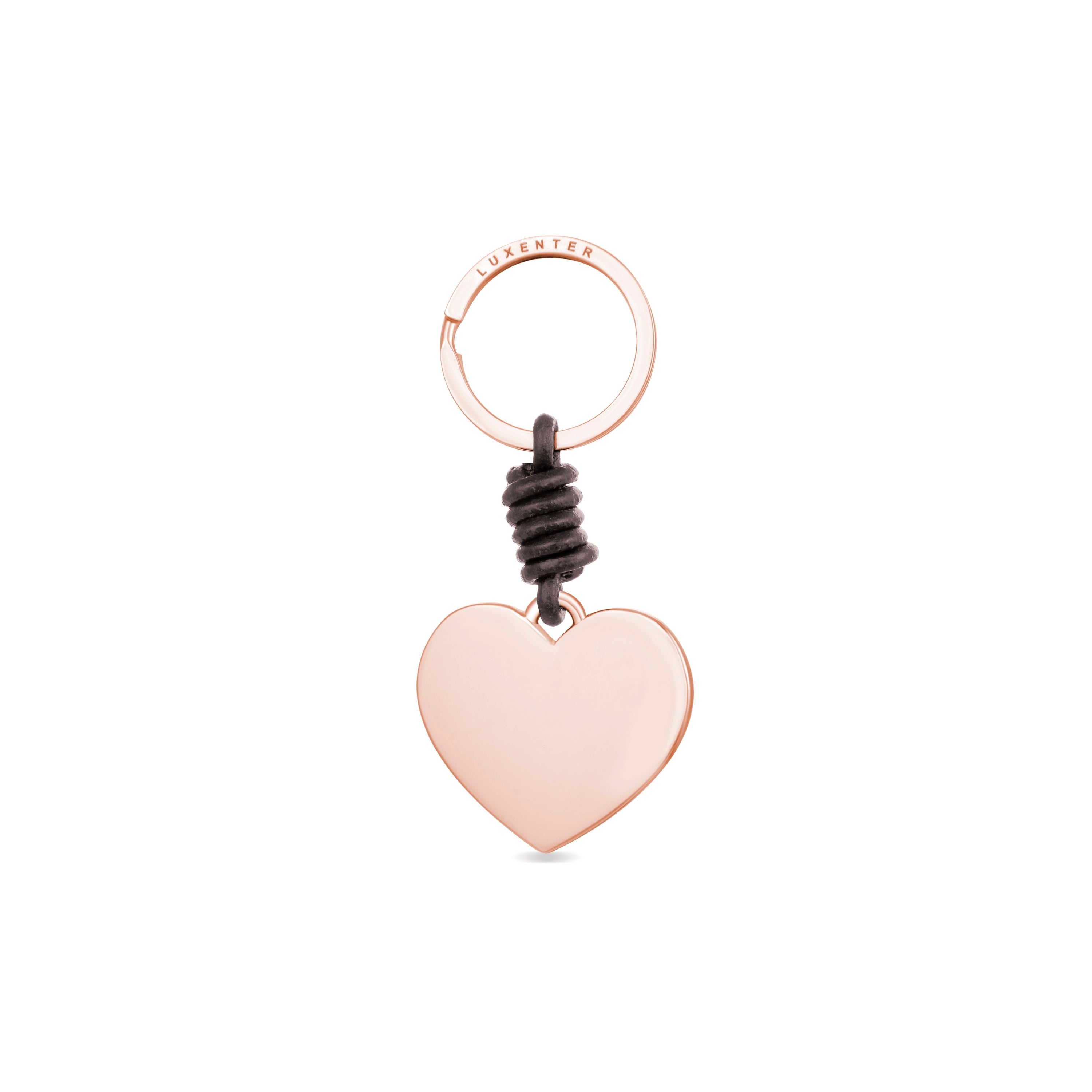 Black Leather Keychain with Rhodium Finish - Silam