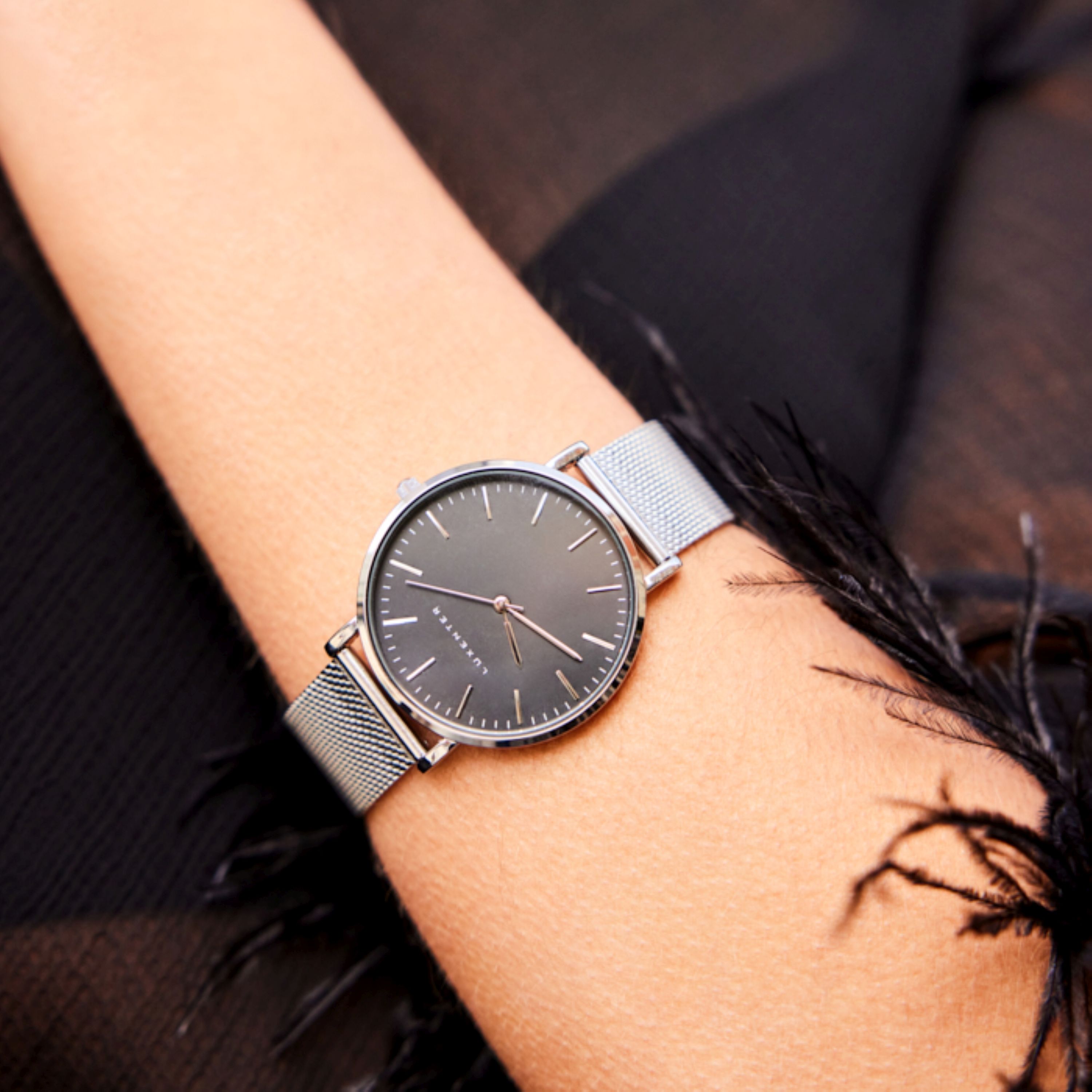 Rhodium-plated watch - Uzrai