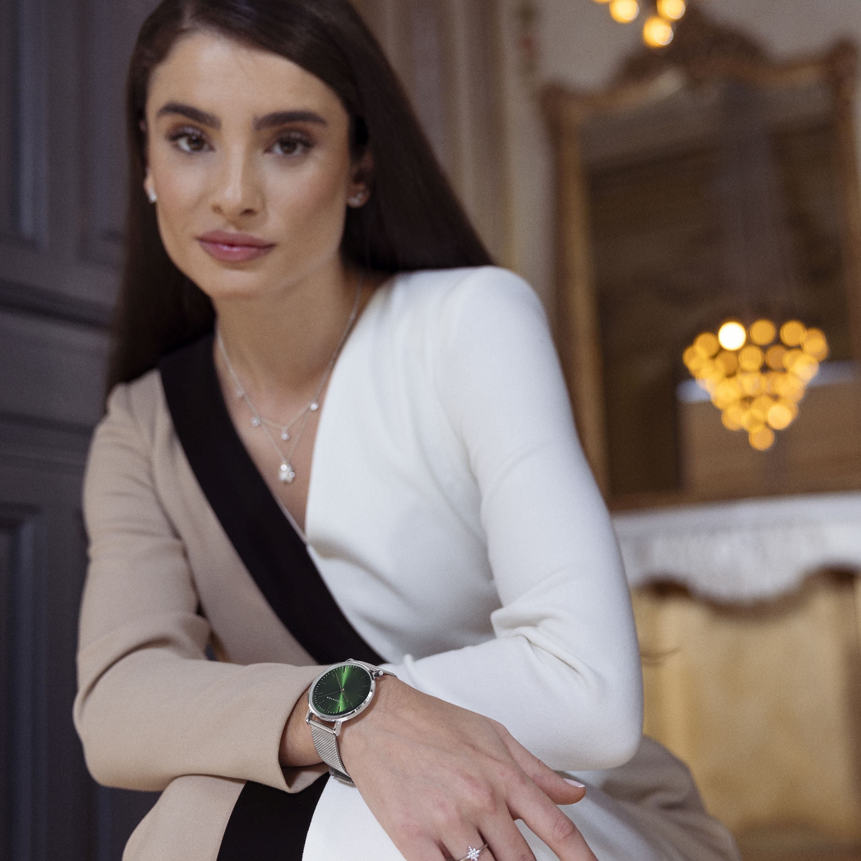 Rhodium-plated watch - Uzrai