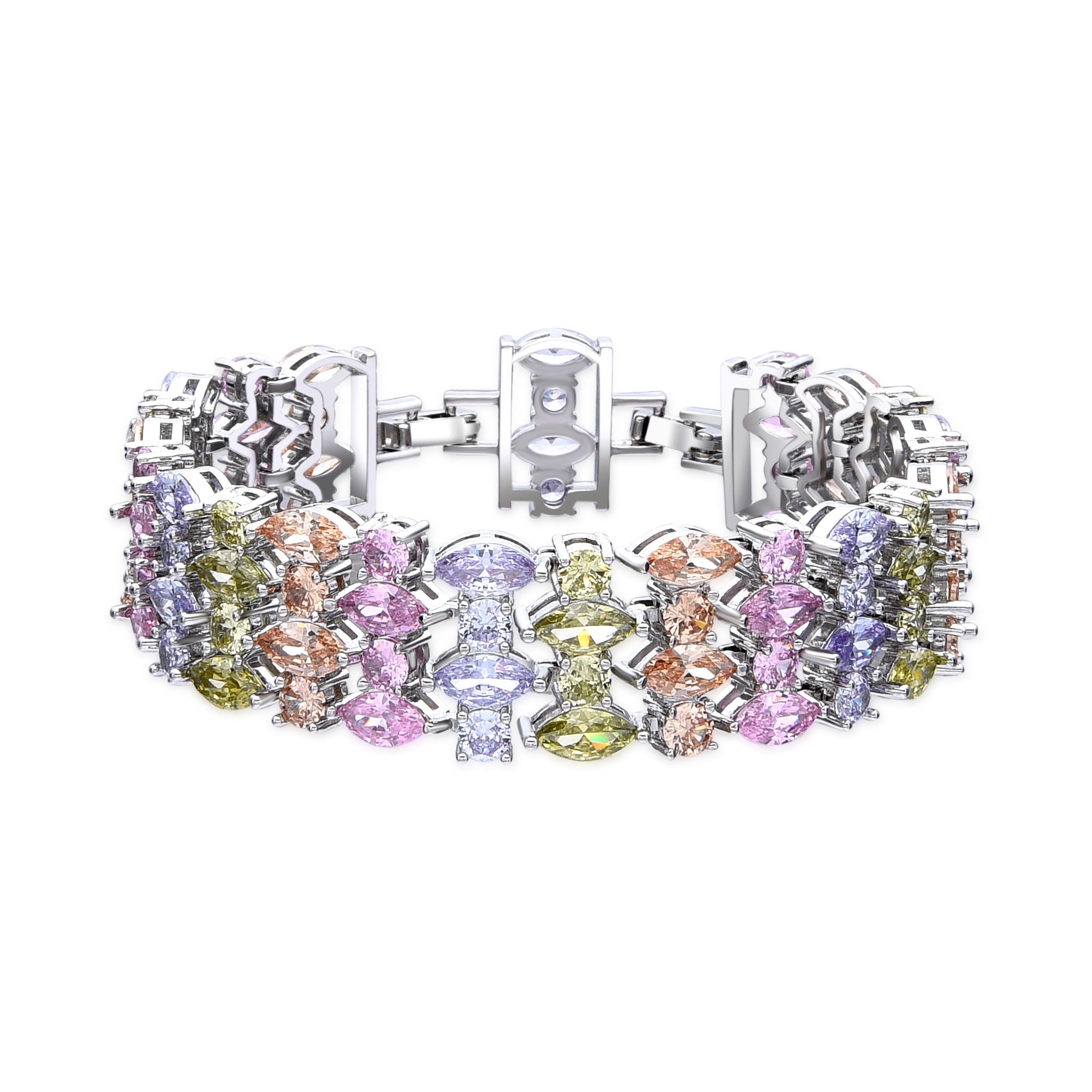Silver finish bracelet with multicolored zirconia - Hizuli