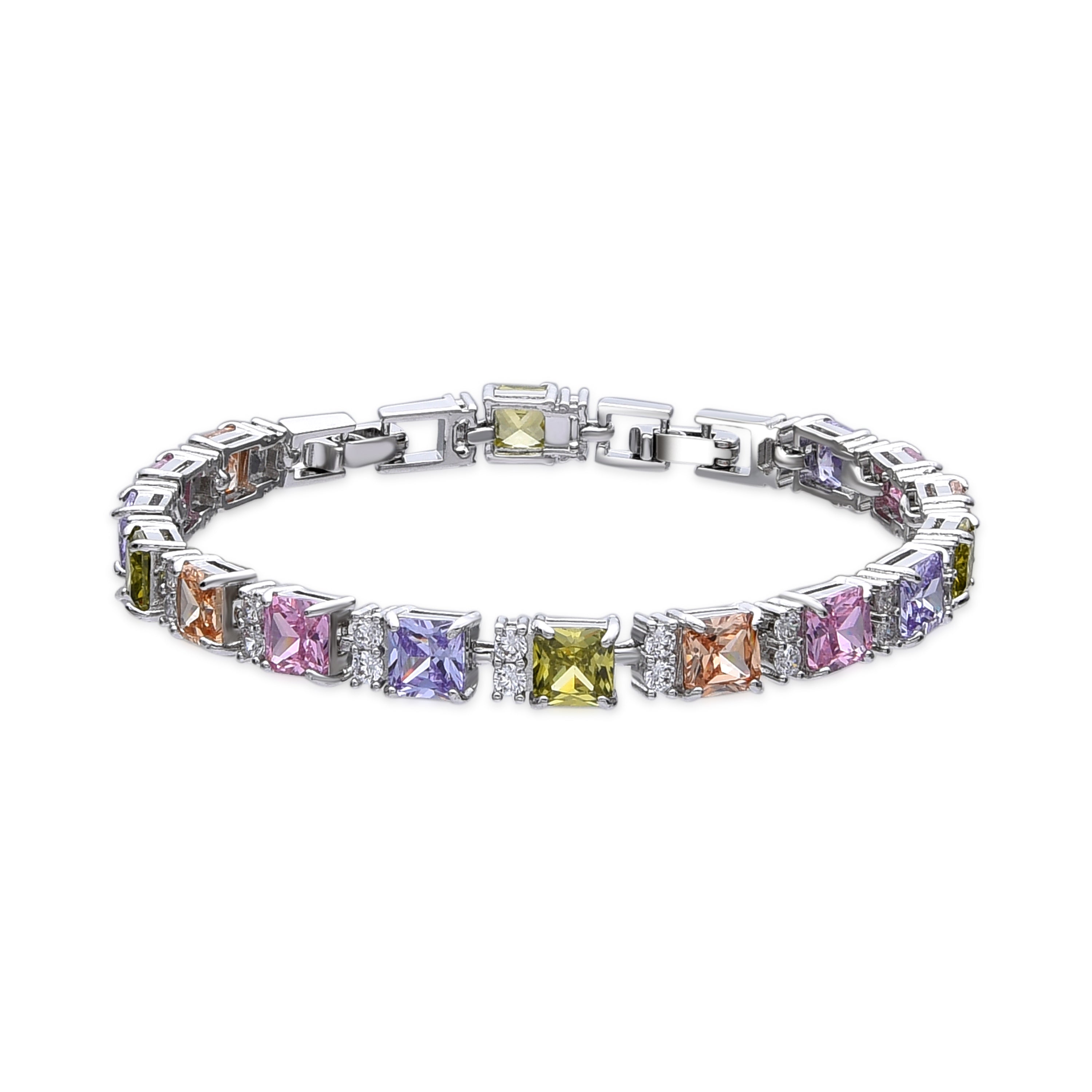 Silver finish bracelet with multicolored zirconia - Lita
