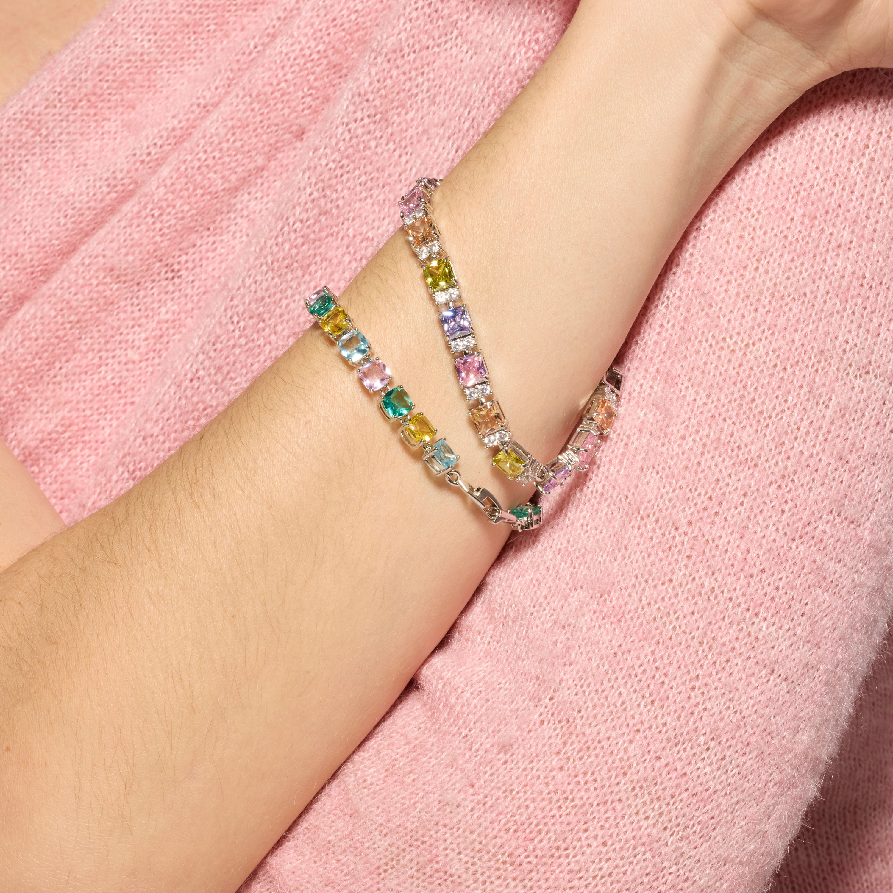 Silver finish bracelet with multicolored zirconia - Lita