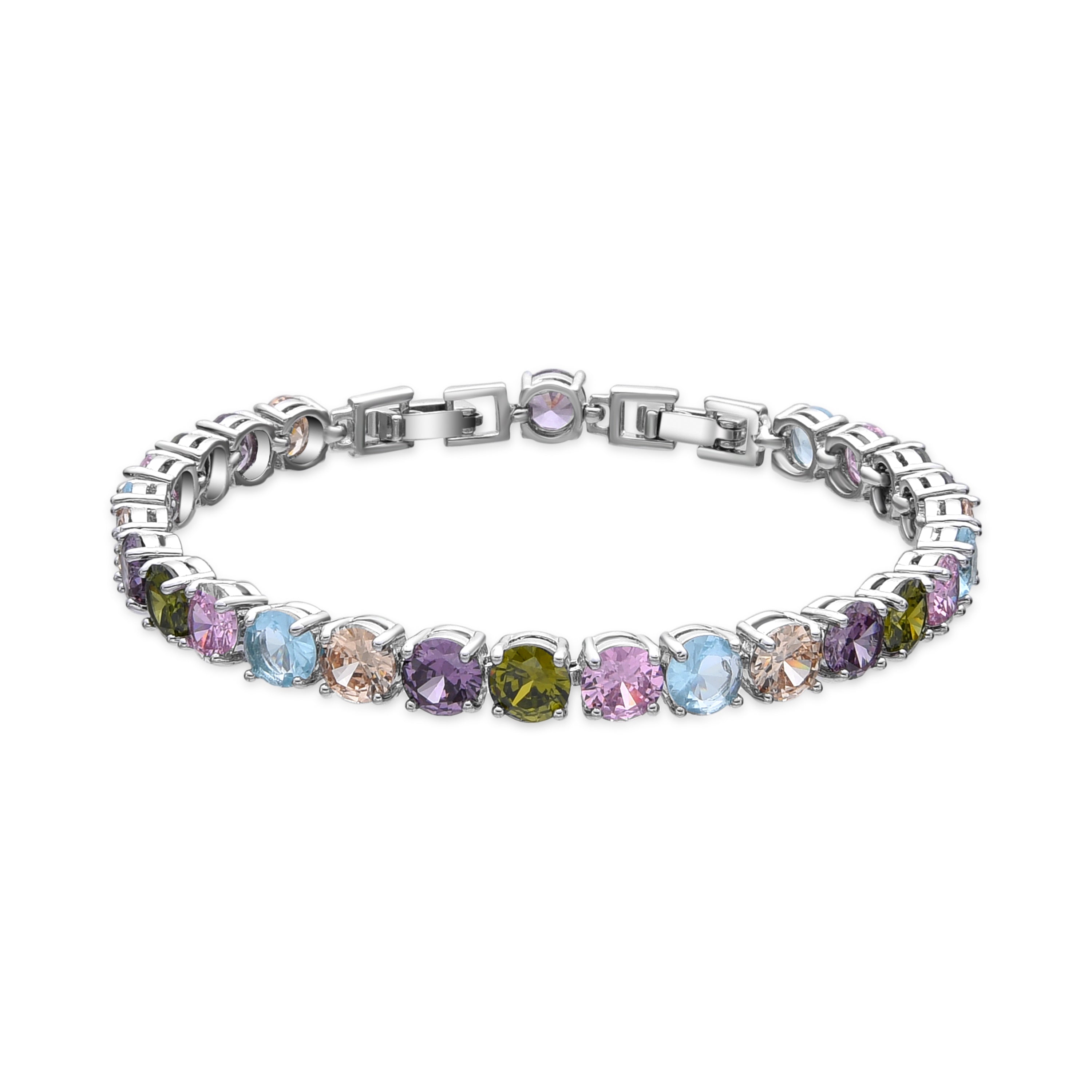 Silver finish bracelet with multicolored zirconia - Reyat