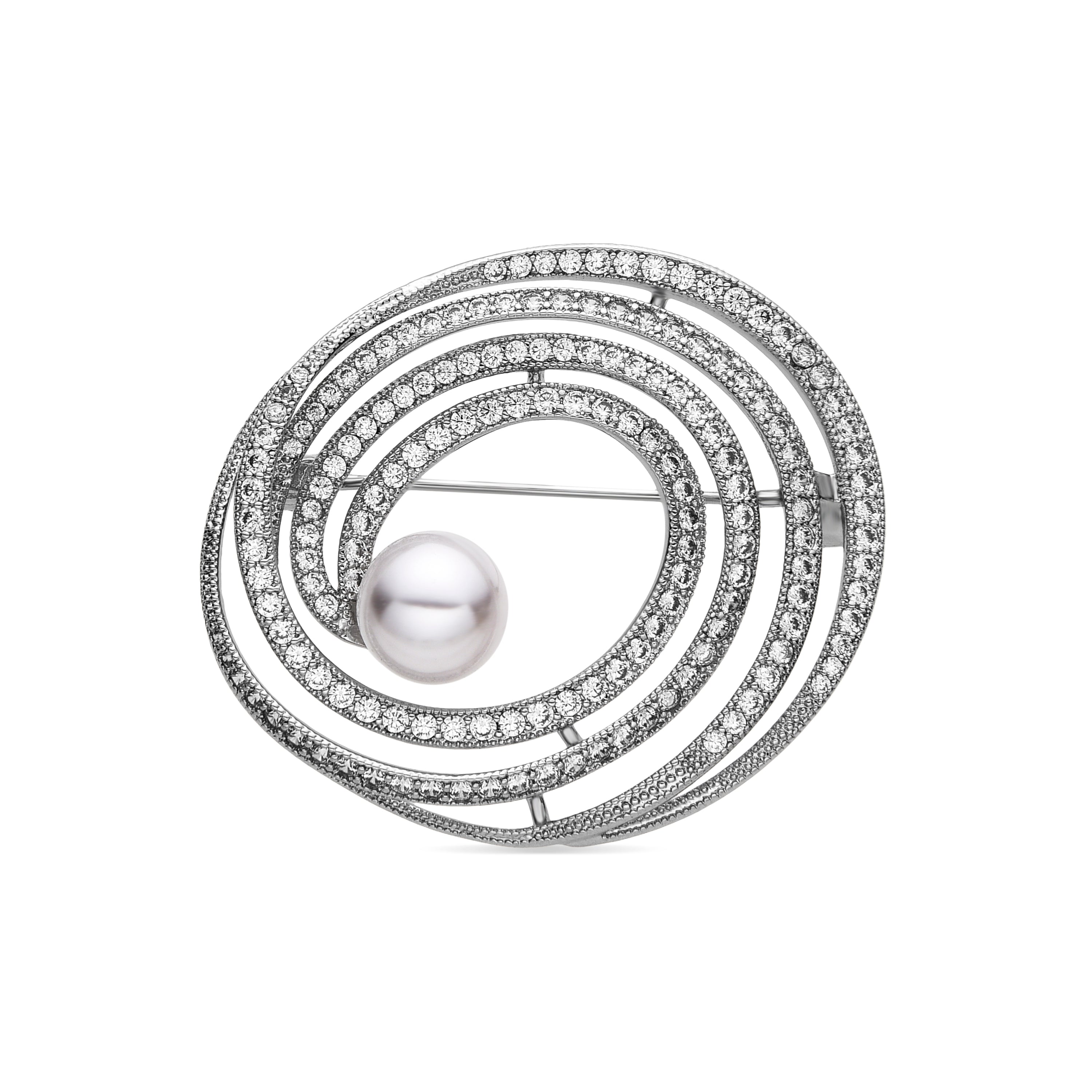 Brooch with shiny zirconia in silver finish - Telah