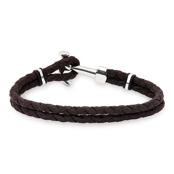 Black Cotton Bracelet with rhodium finish