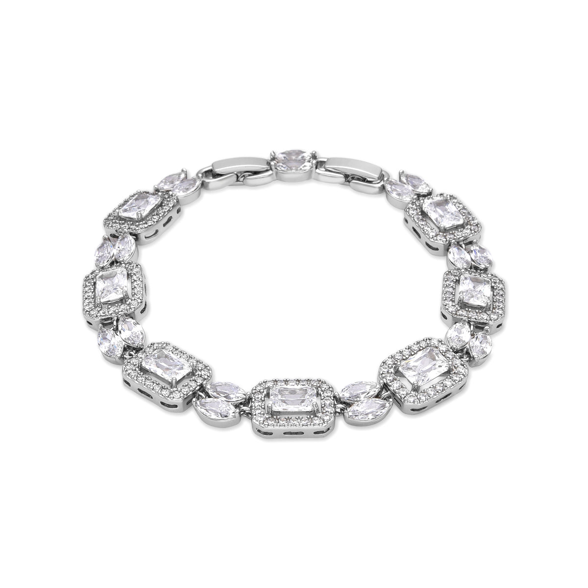 Bracelet with brilliant zirconia, silver finish - Neda
