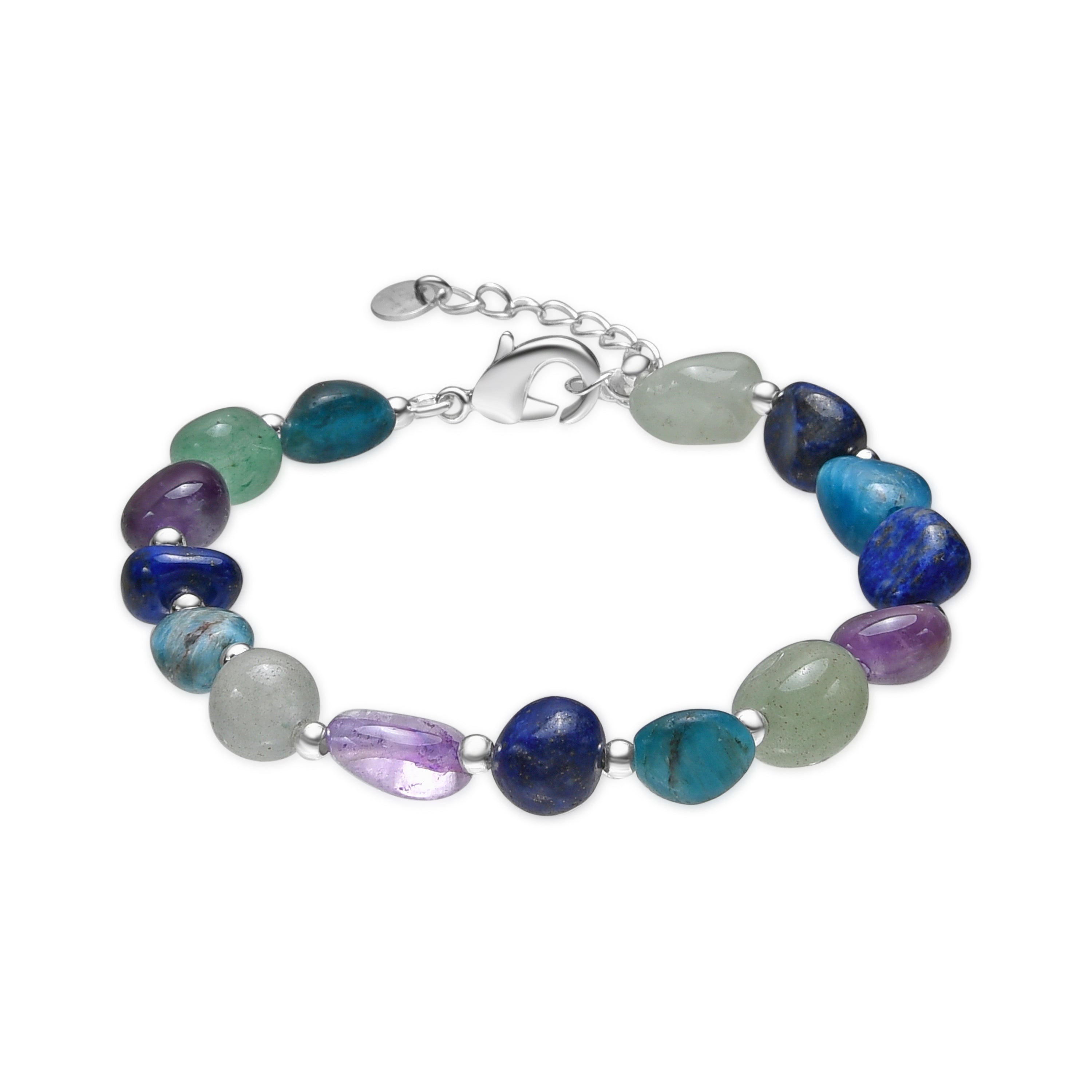 Silver finish bracelet with natural amethyst - Umavi
