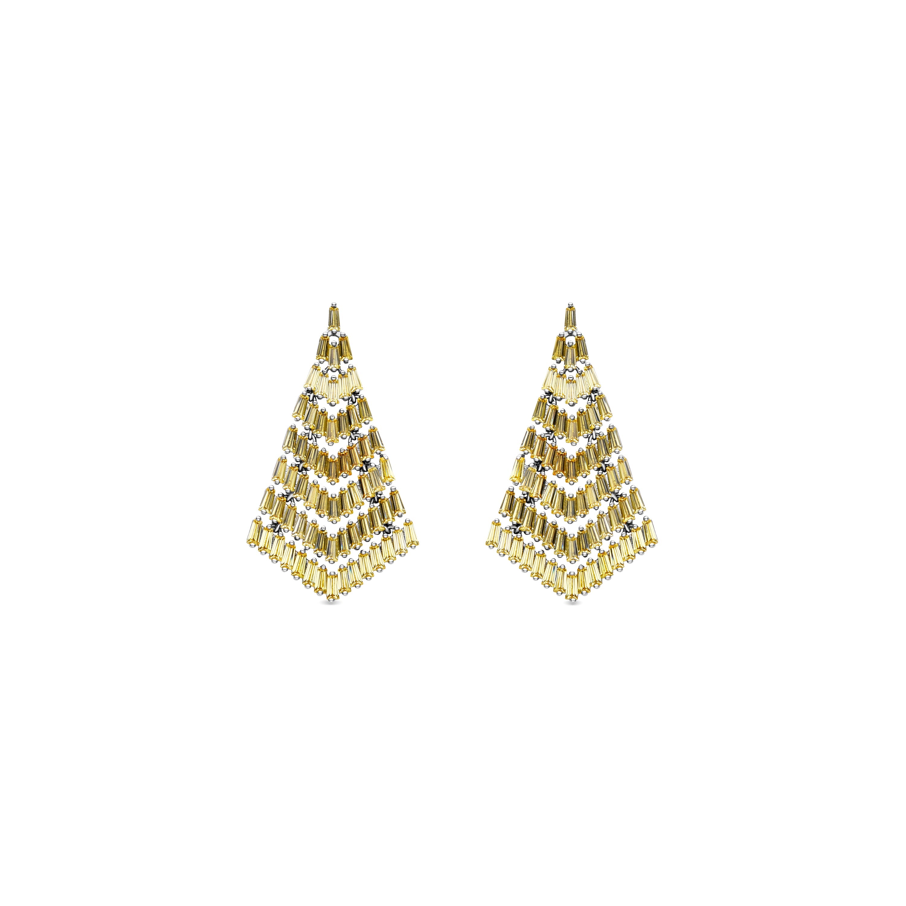 Yellow Crystal Earrings with Rhodium Finish - Kifu