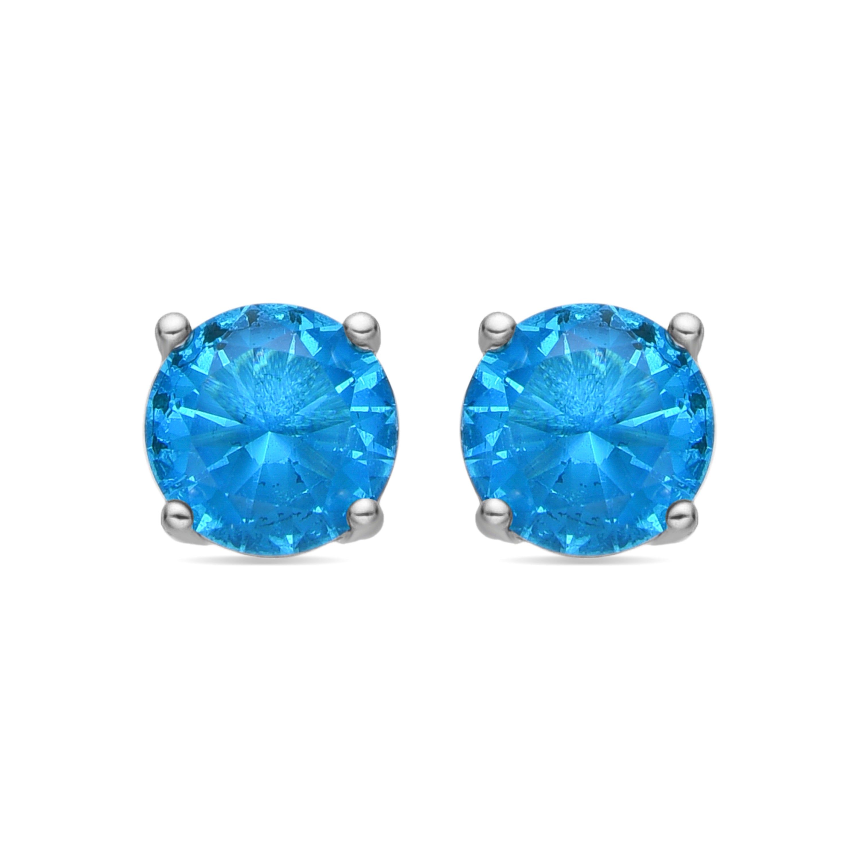 Pendientes con Circonita Aguamarina acabado plata - Konir