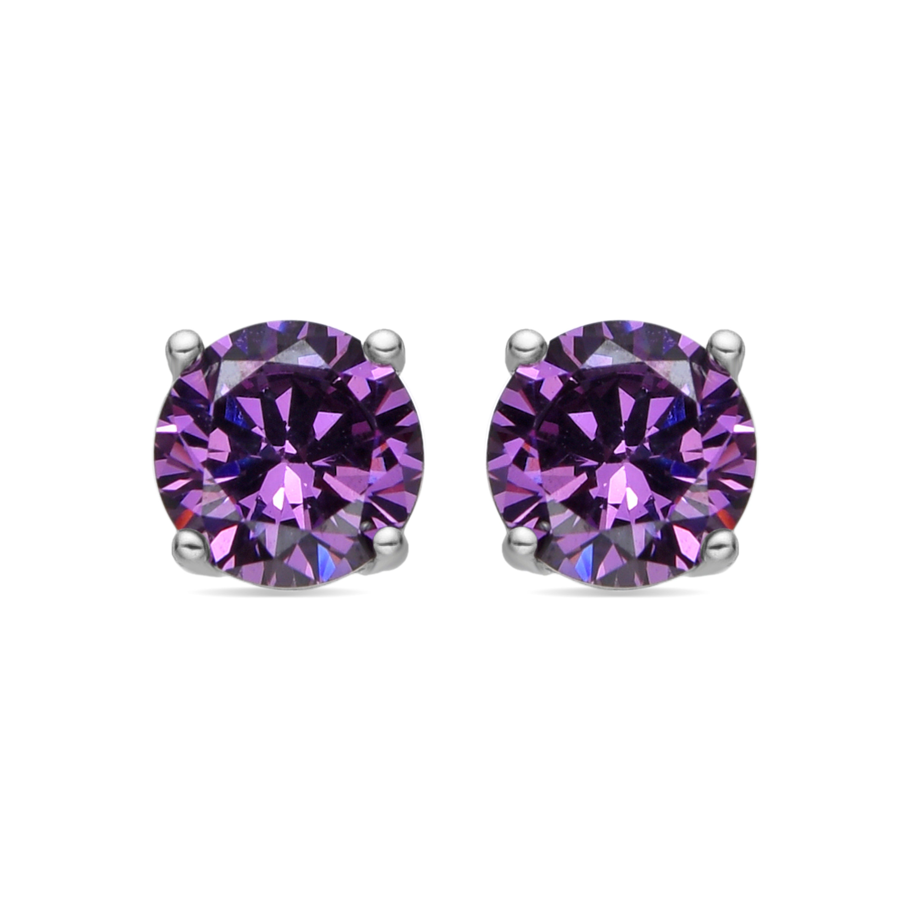 Pendientes con Circonita Amatista acabado plata - Konir