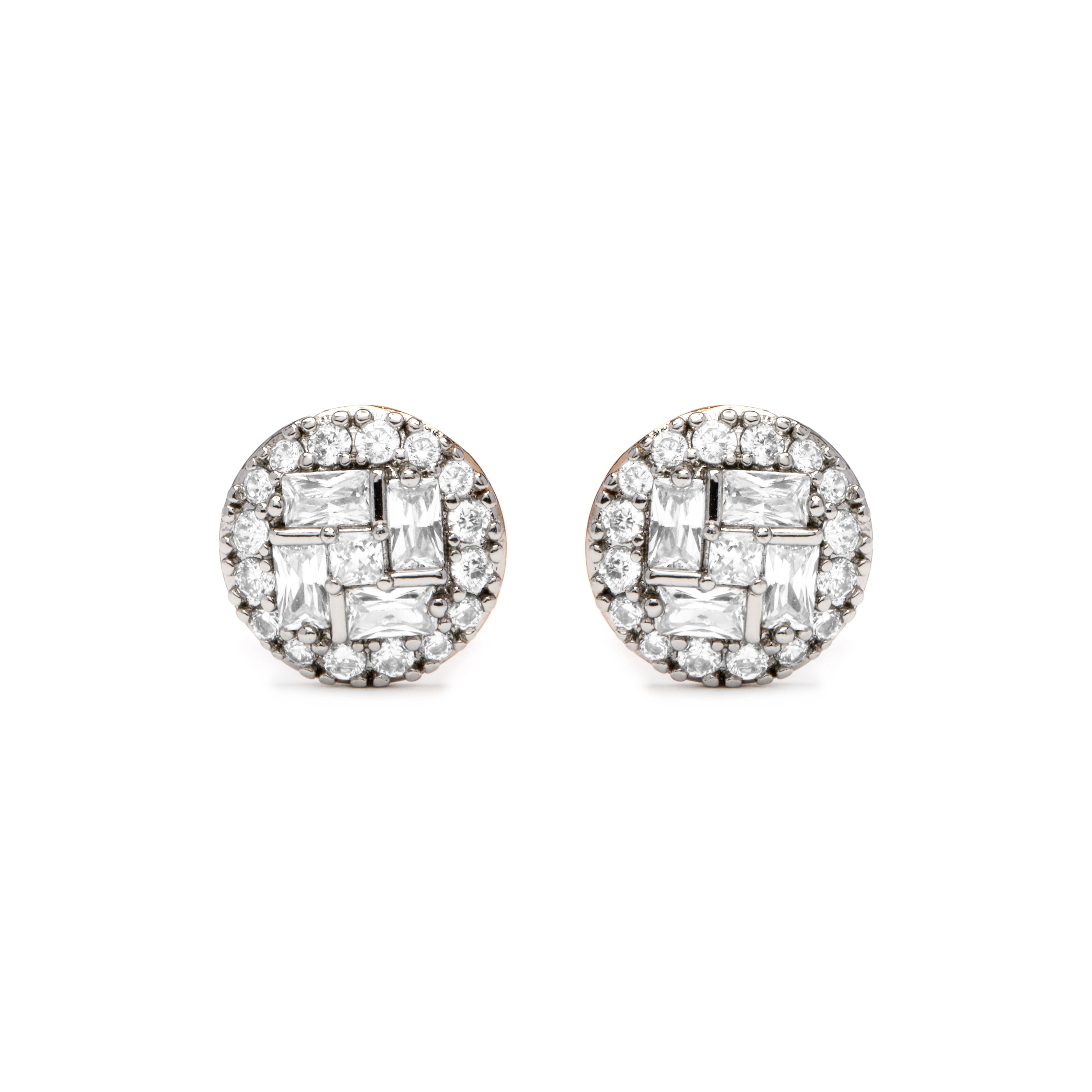 Silver-finished earrings with brilliant zirconia - Tencara