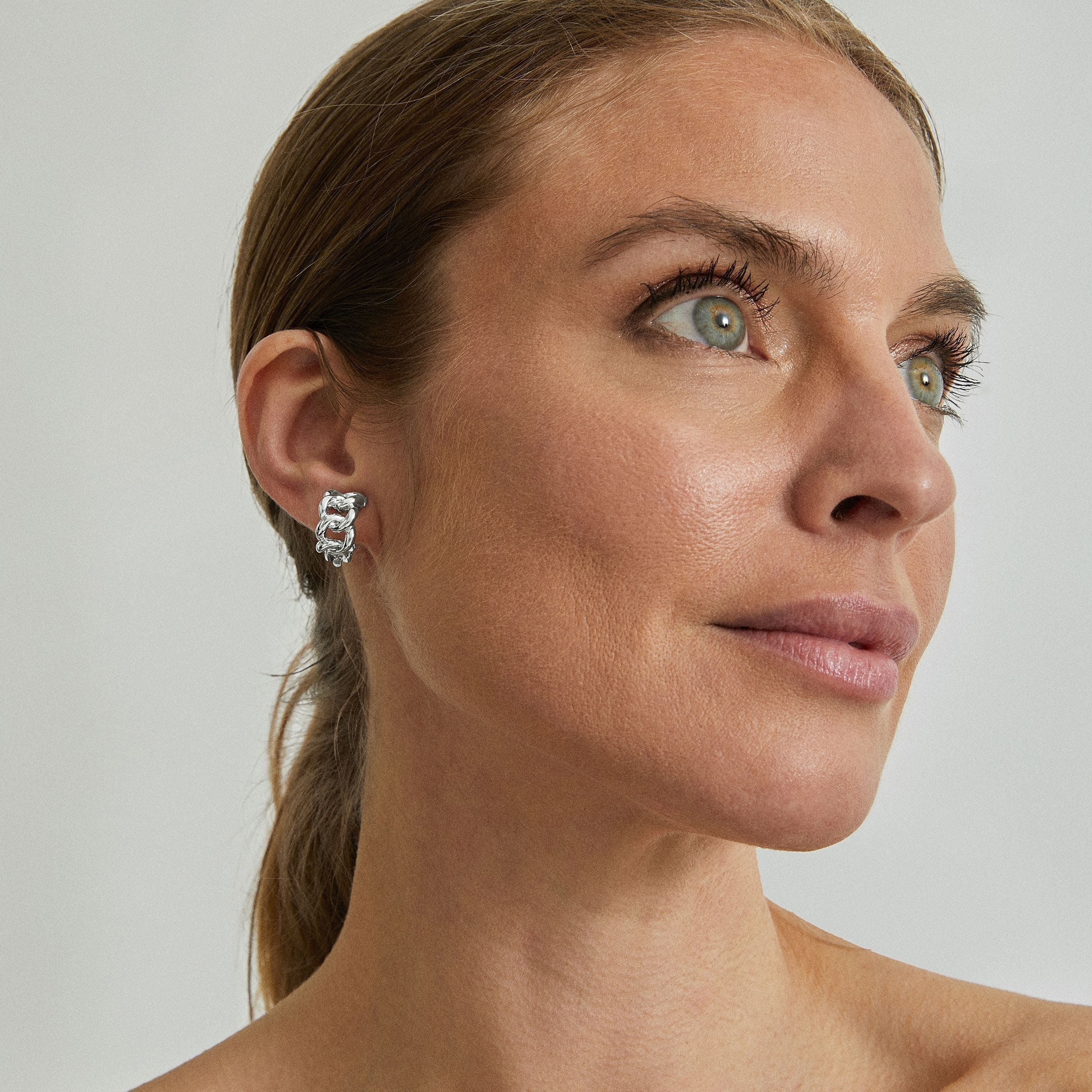 Rhodium-plated earrings - Dabbahu