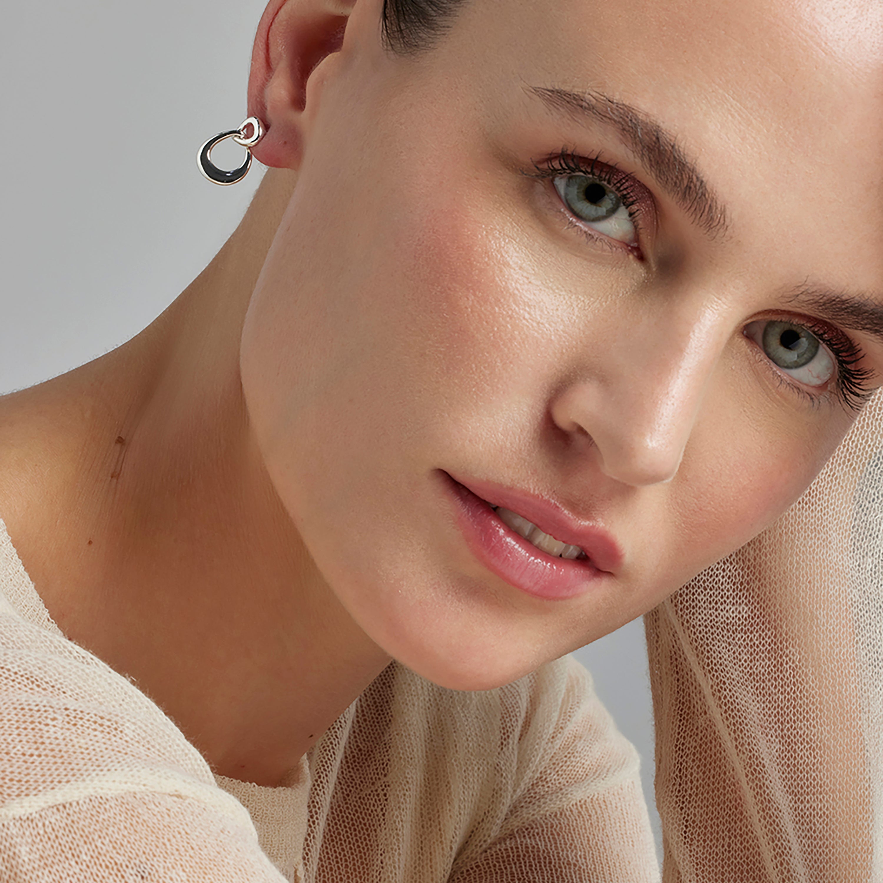 Rhodium-plated earrings - Jomo