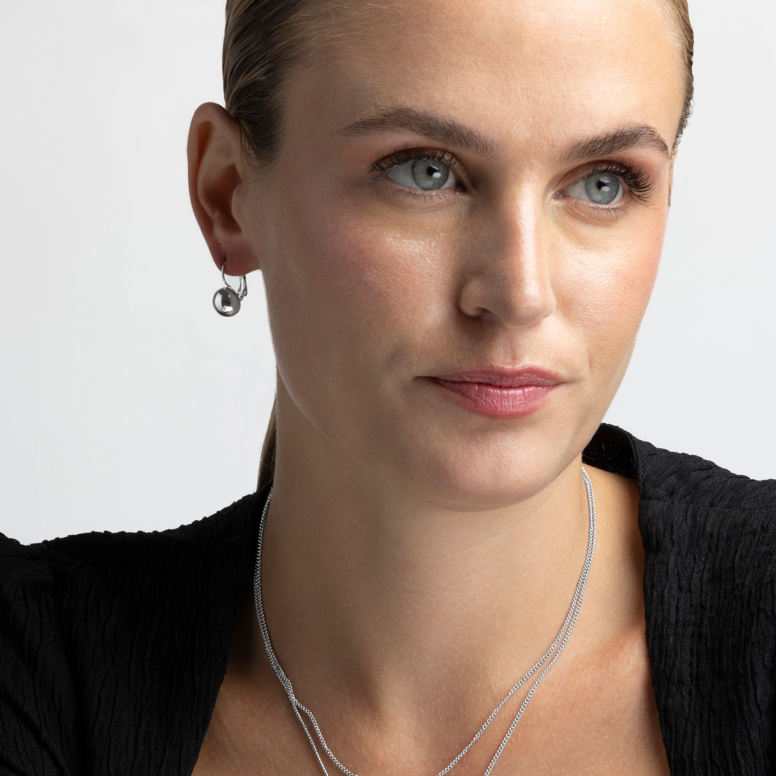 Rhodium-plated earrings - Nenje