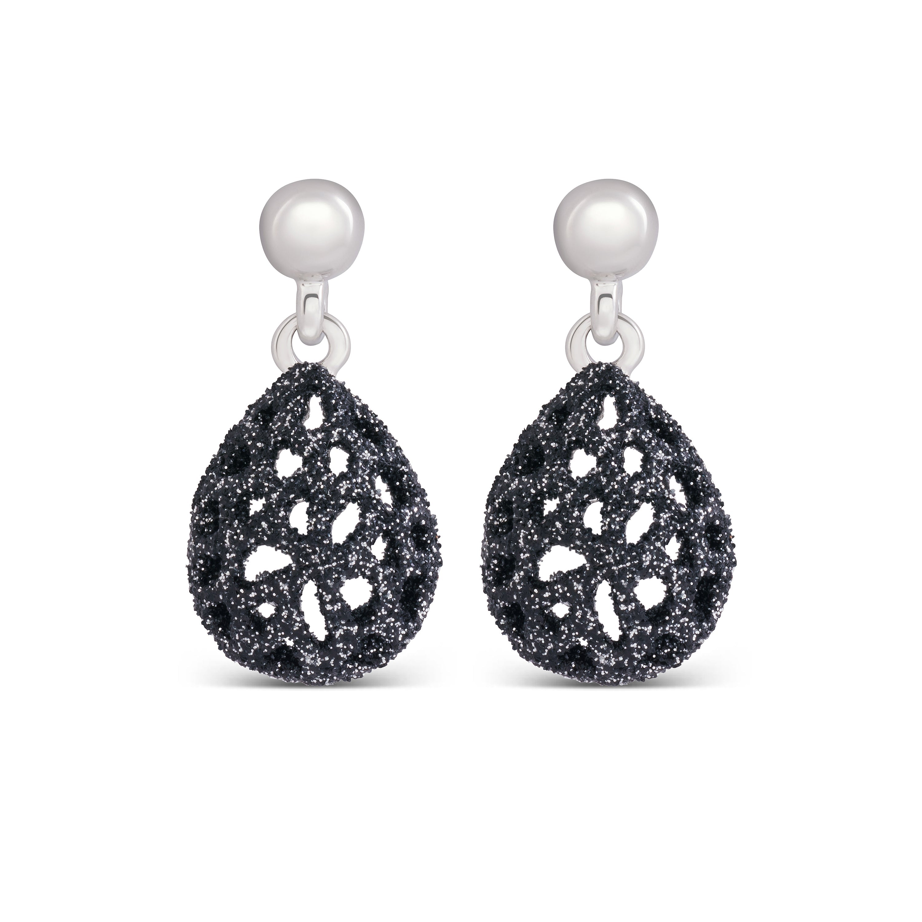 Rhodium-plated earrings - Furush