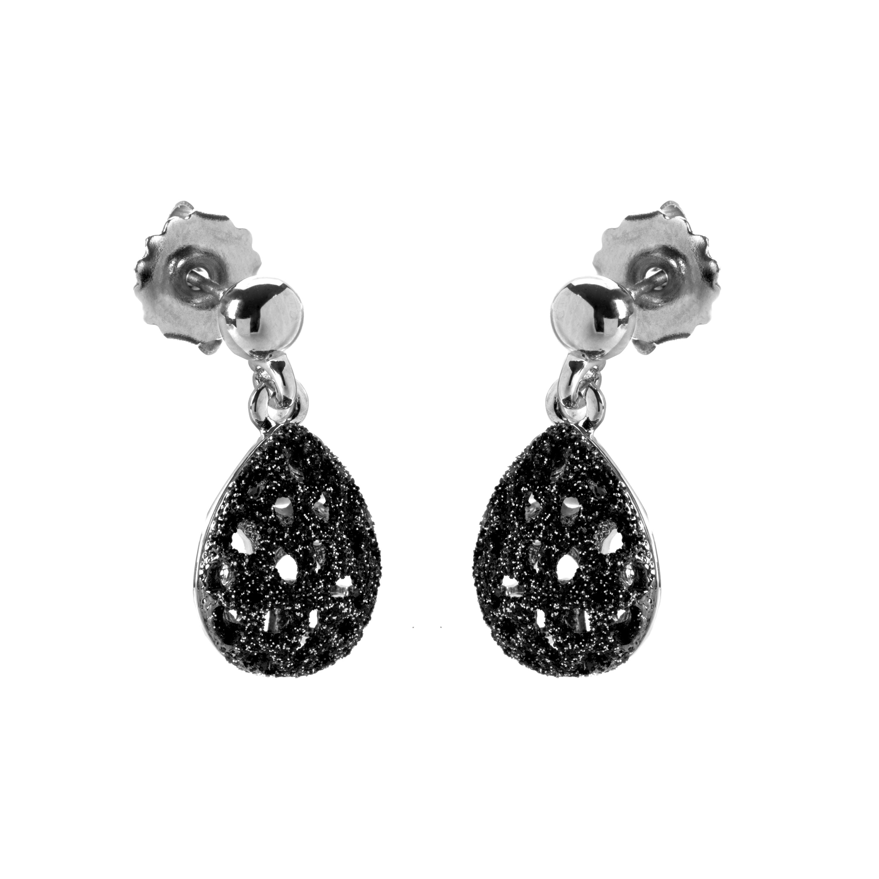 Rhodium-plated earrings - Furush