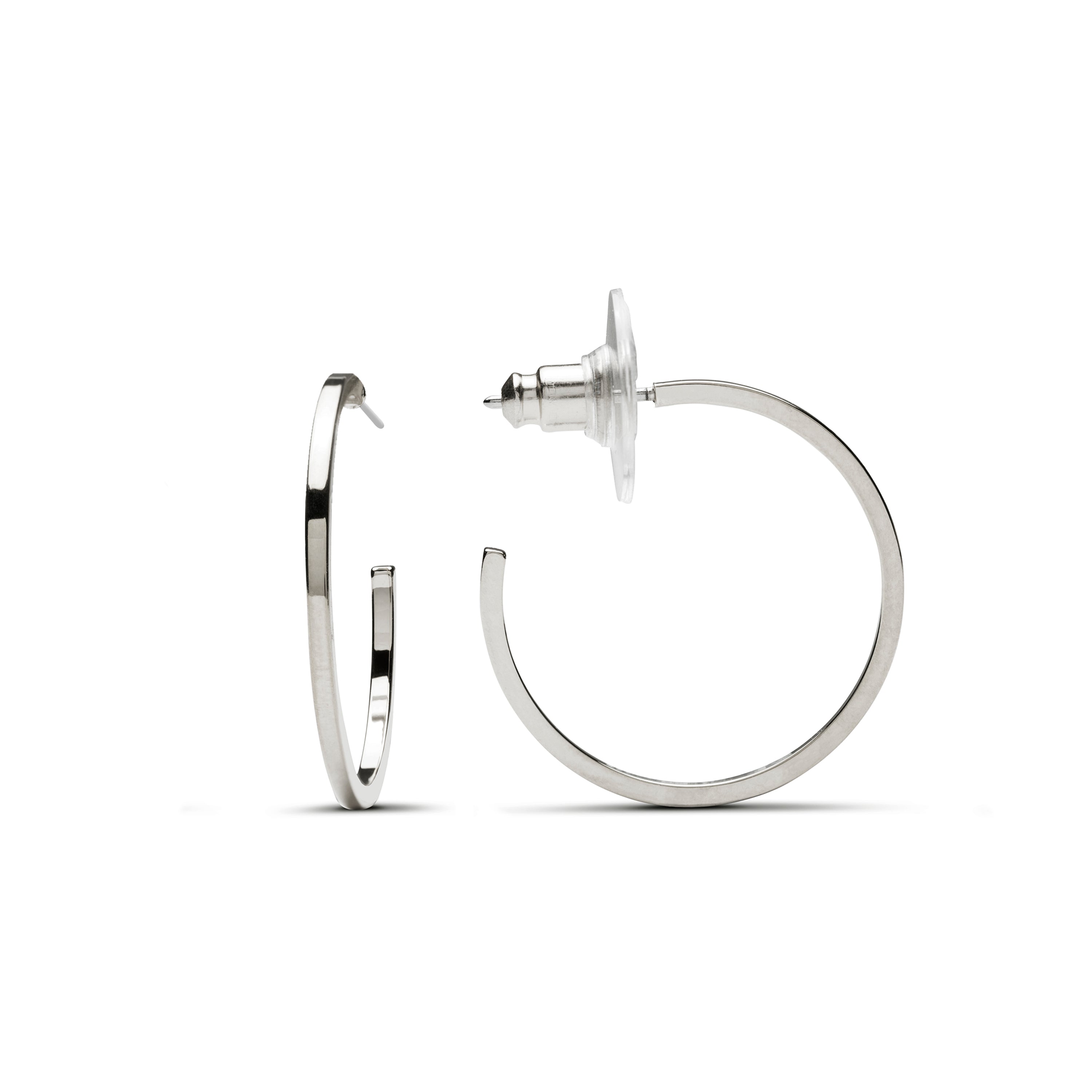 Rhodium-plated earrings - Baal