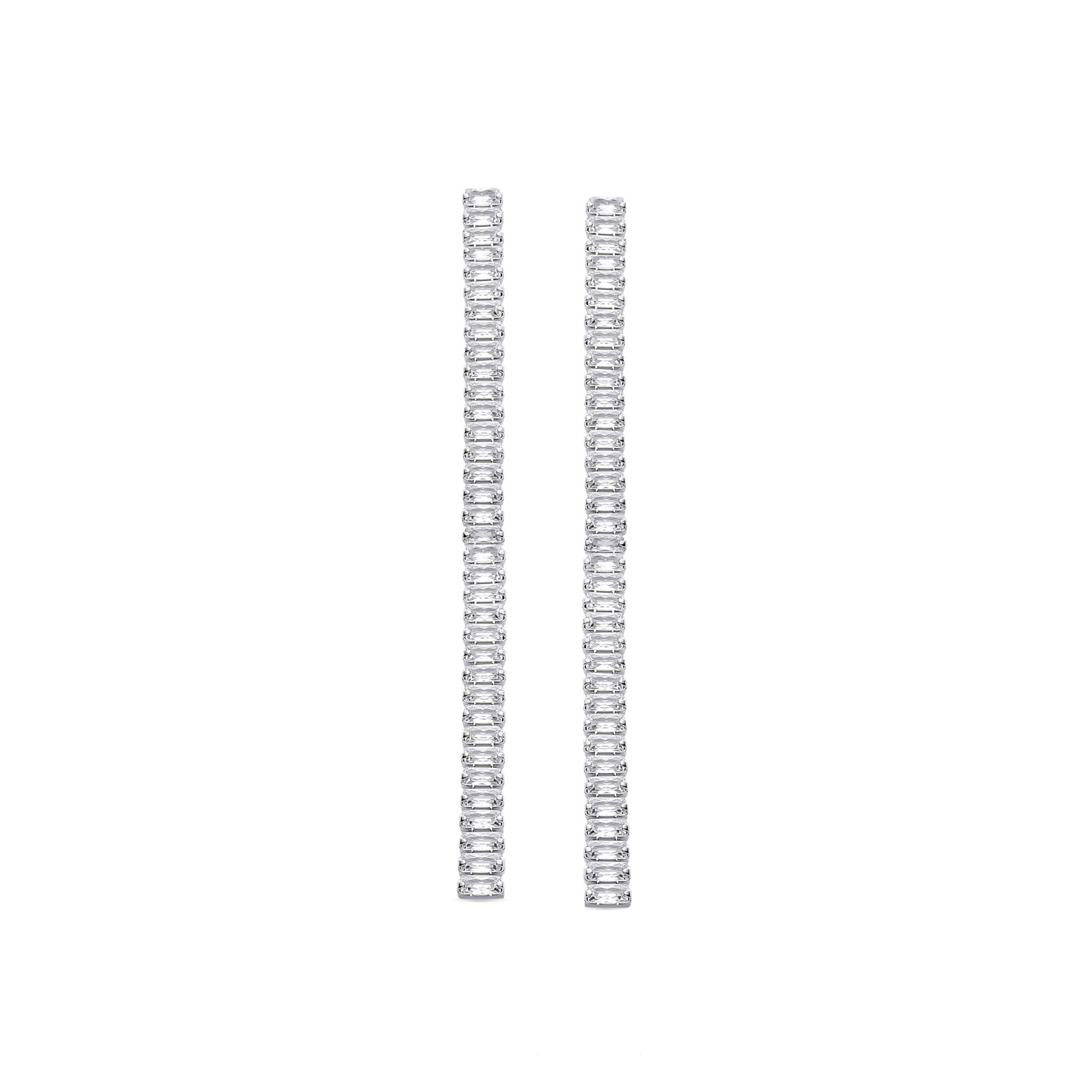 Rhodium-plated brilliant zirconia earrings - Buswa