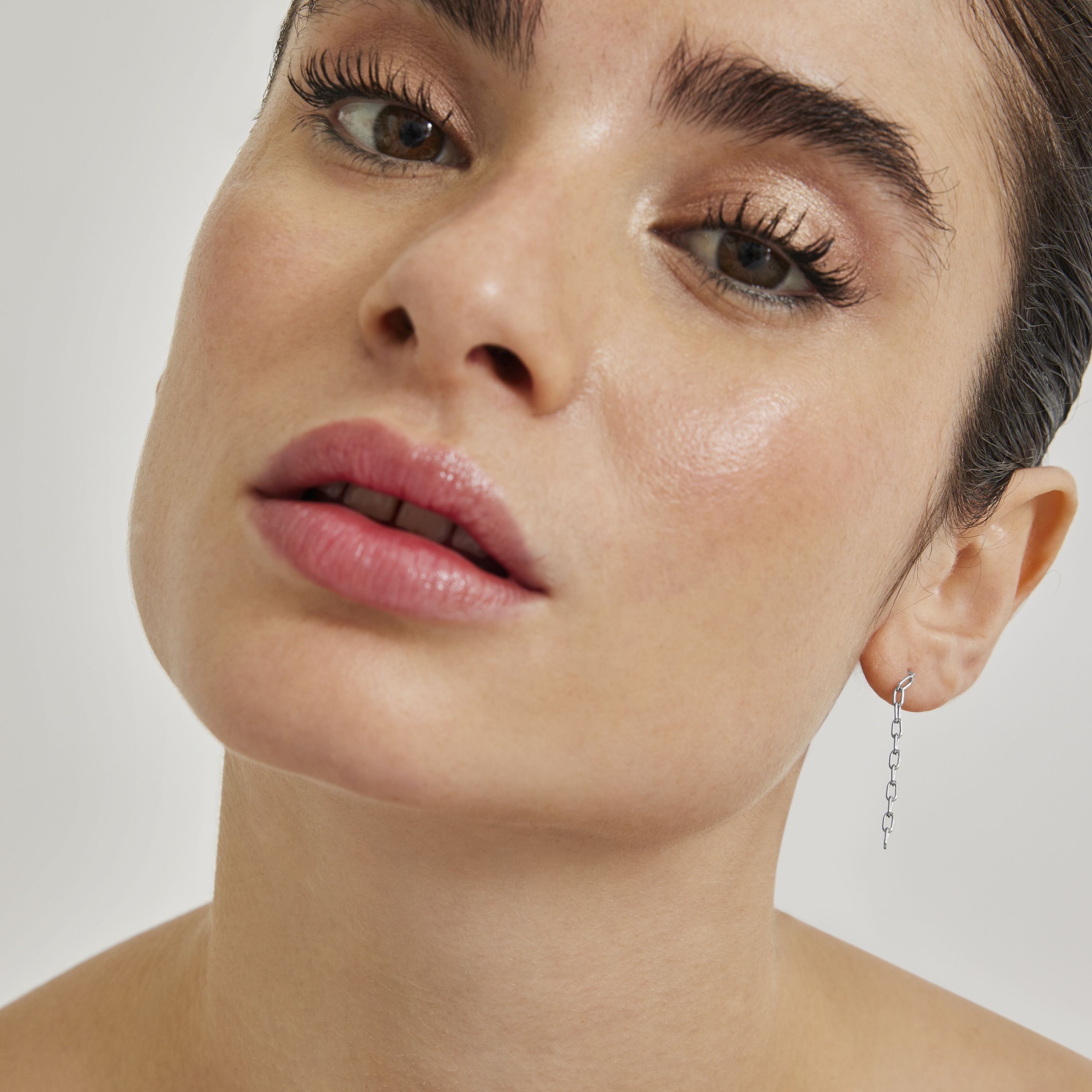 Rhodium-plated earrings - Ahud