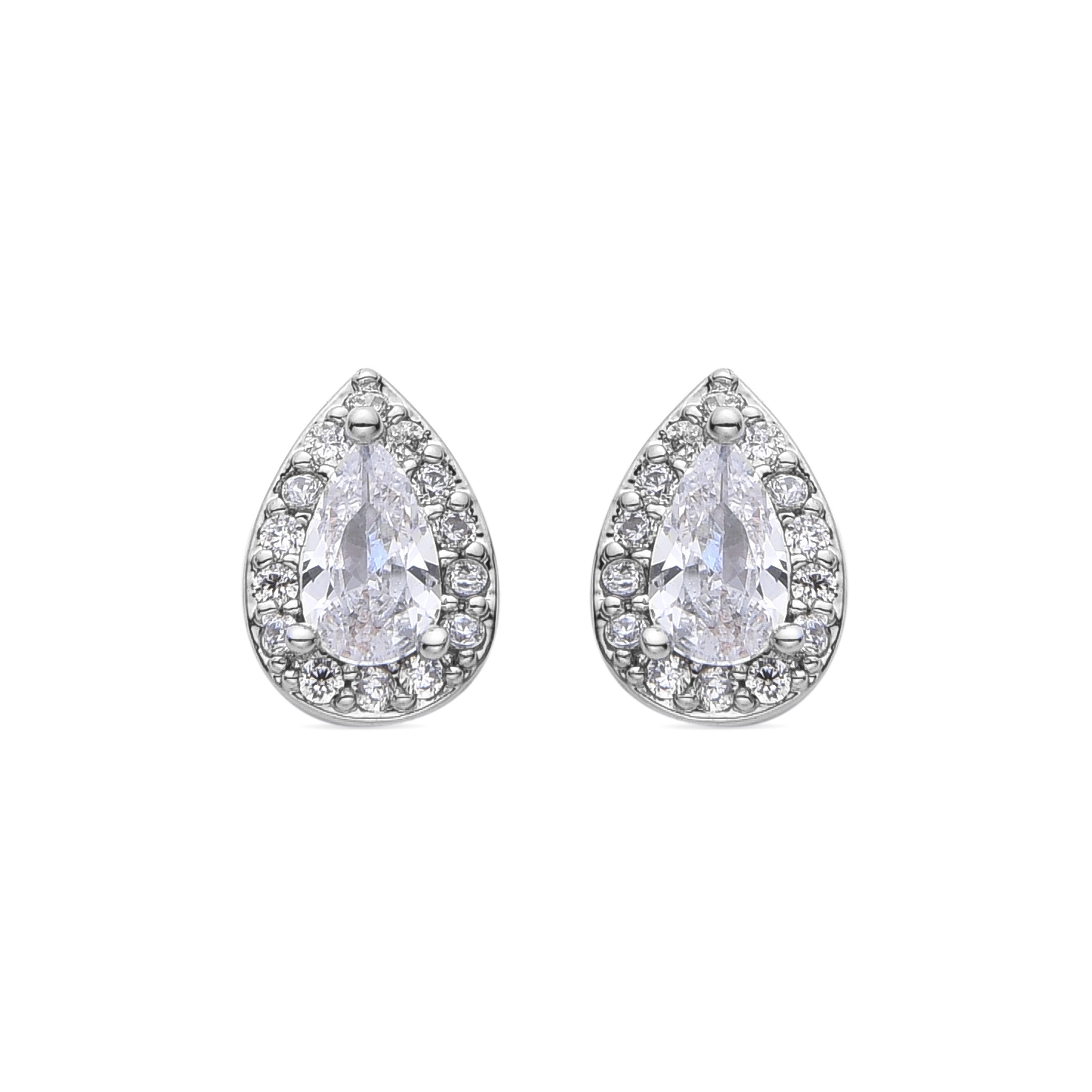 Rhodium-plated brilliant zirconia earrings - Meiga