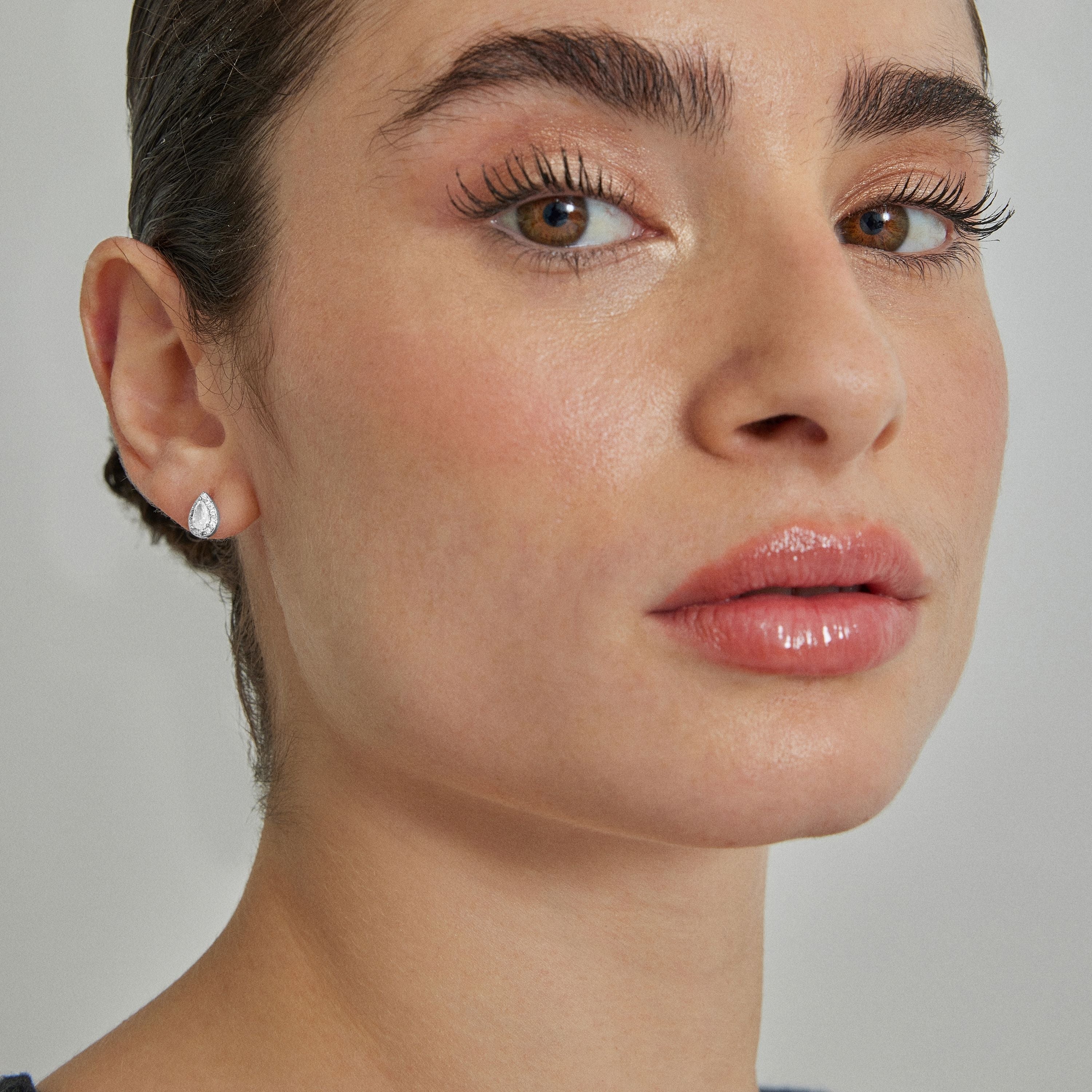 Rhodium-plated brilliant zirconia earrings - Meiga