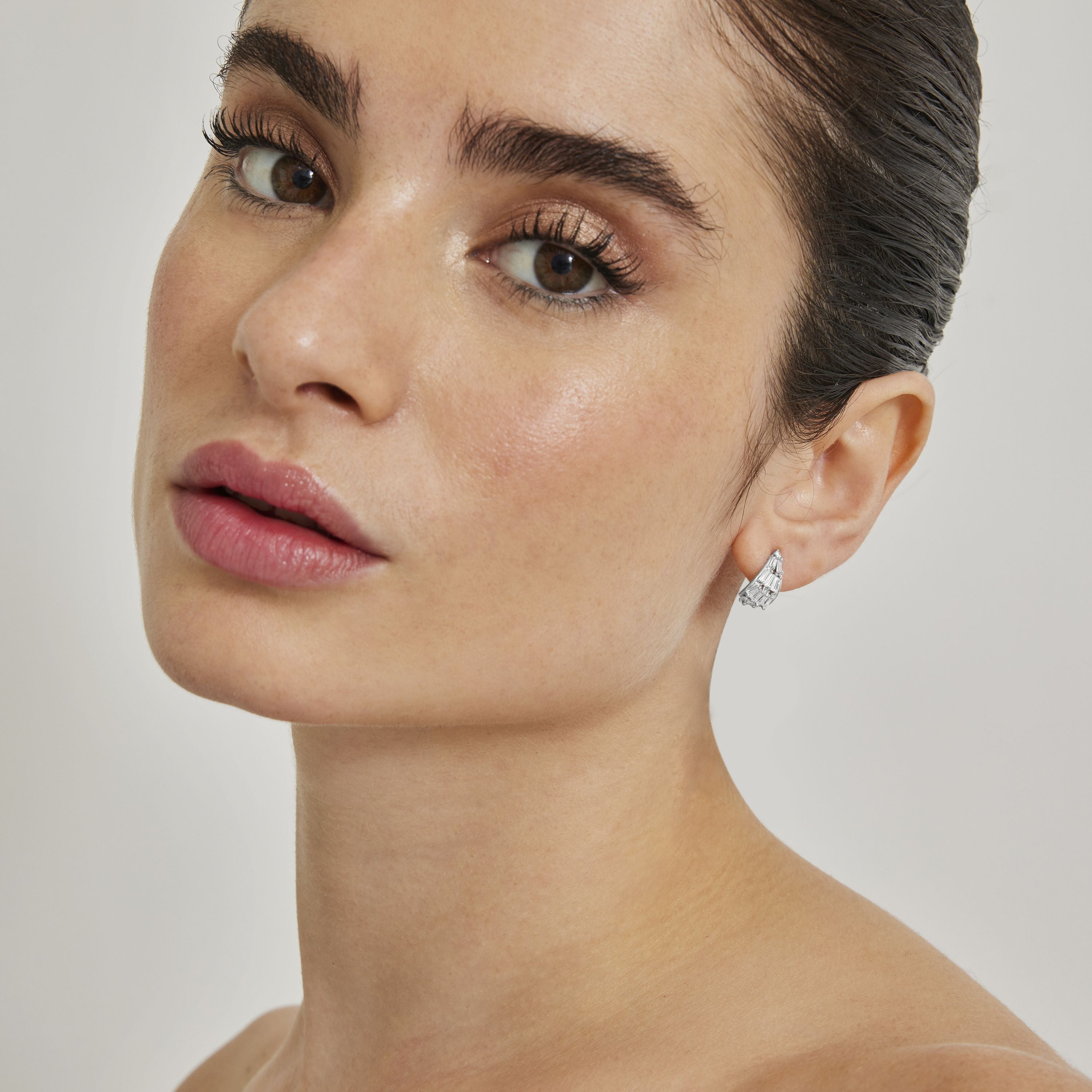 Brilliant Zirconia Earrings with Rhodium Finish - Erkat