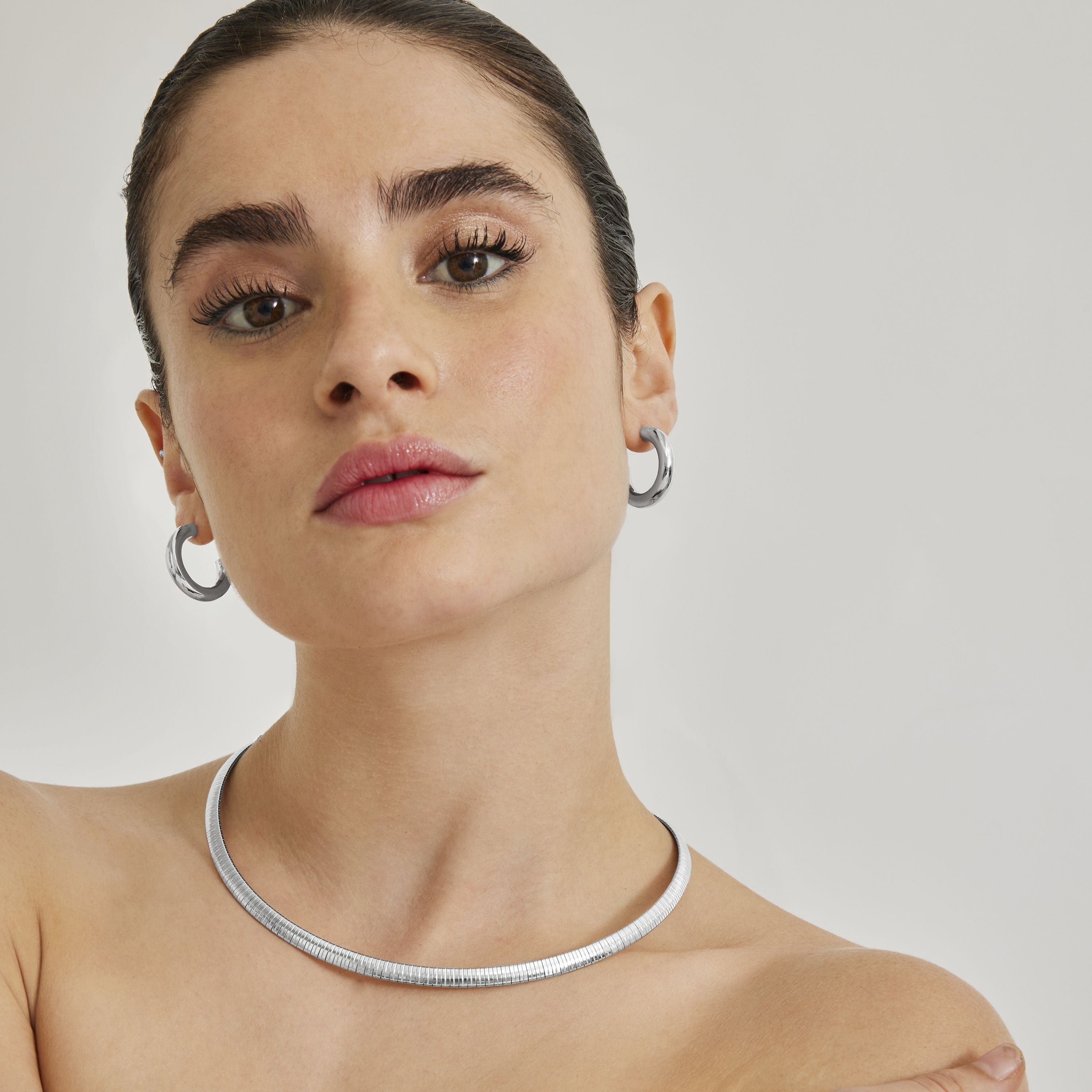 Rhodium-plated earrings - Shiwa