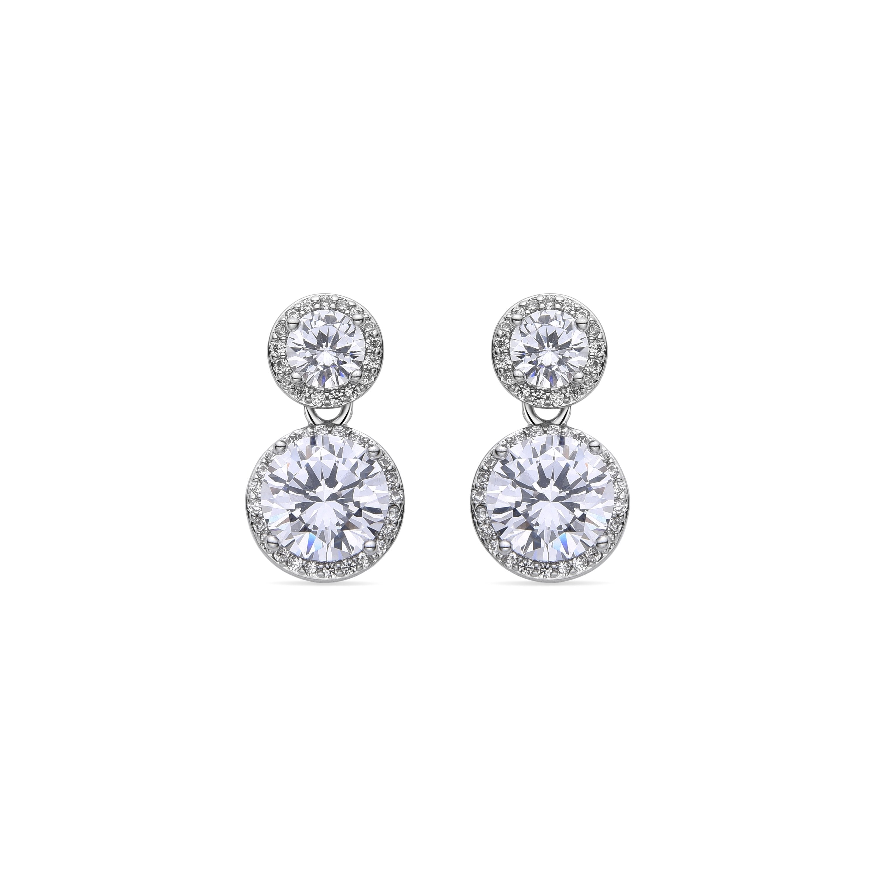 Rhodium-plated brilliant zirconia earrings - Kium