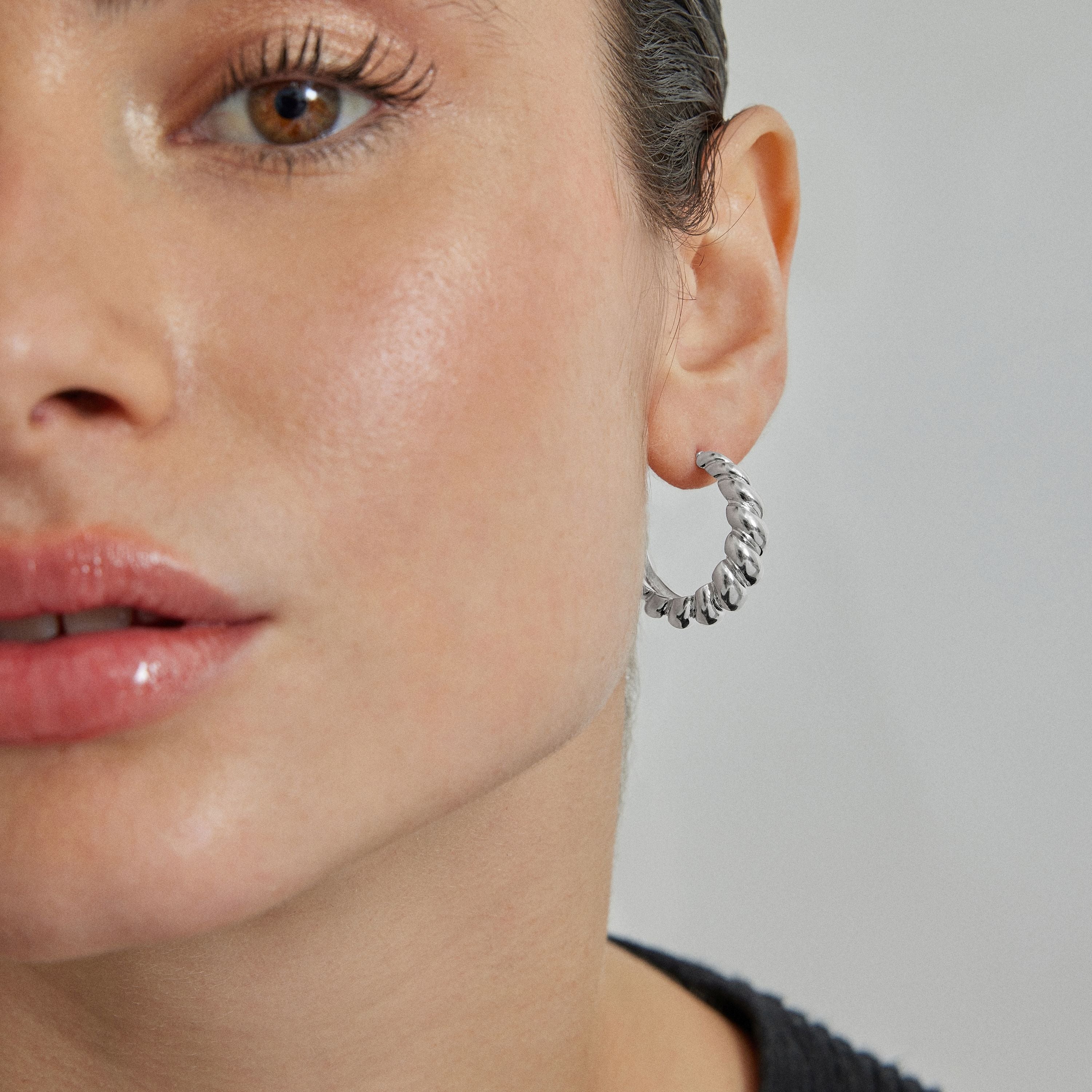 Rhodium-plated earrings - Intia