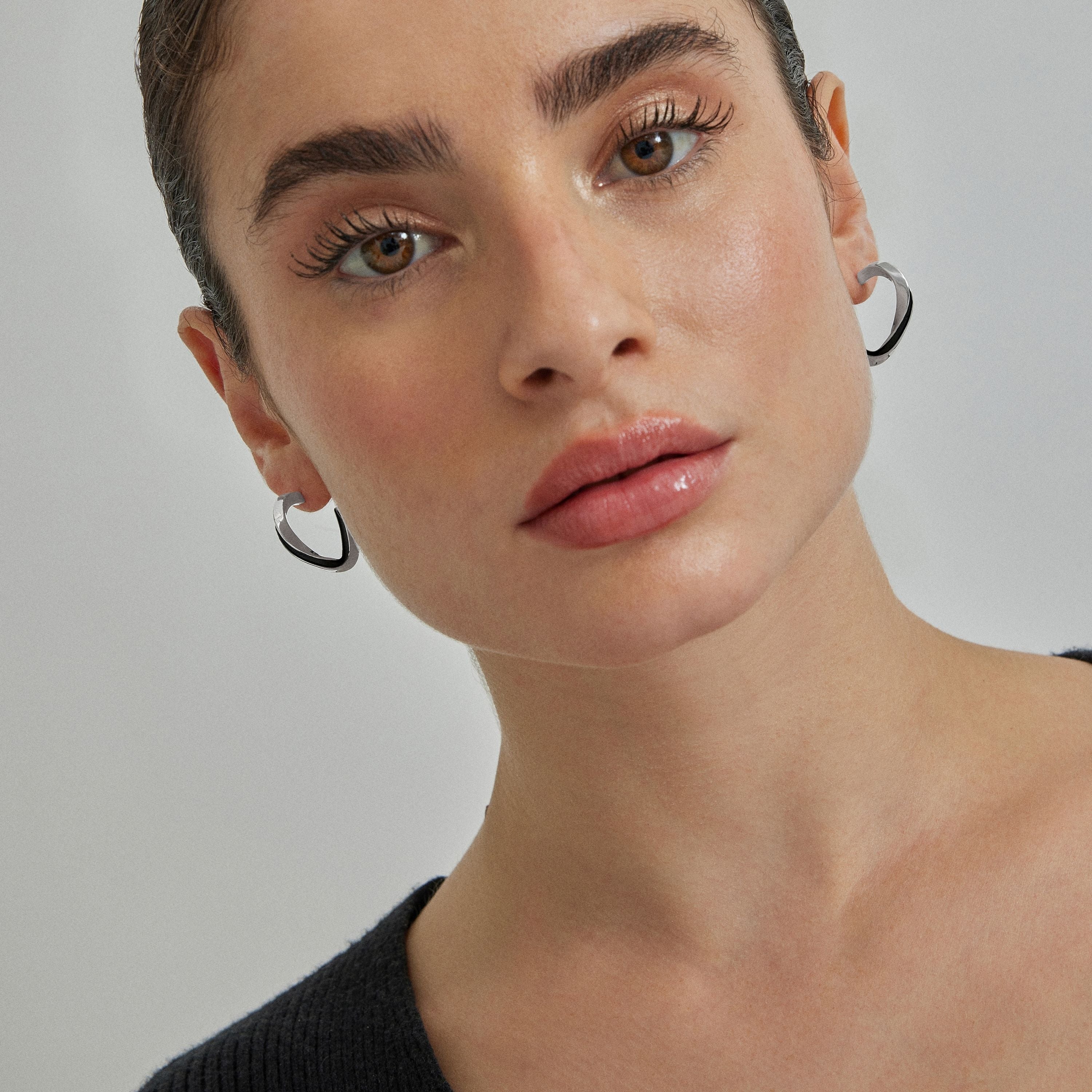 Rhodium-plated earrings - Nuosi