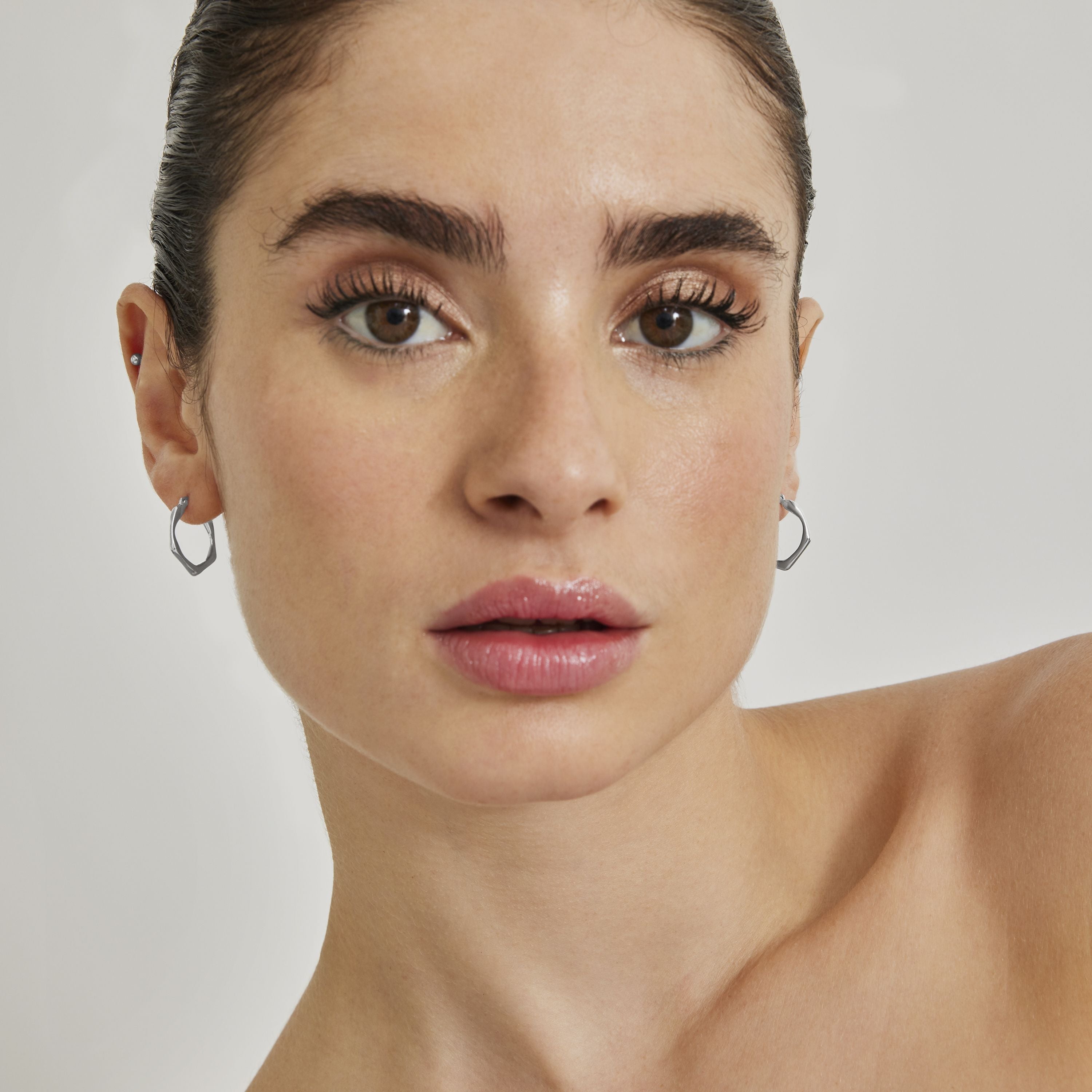 Rhodium-plated earrings - Meria