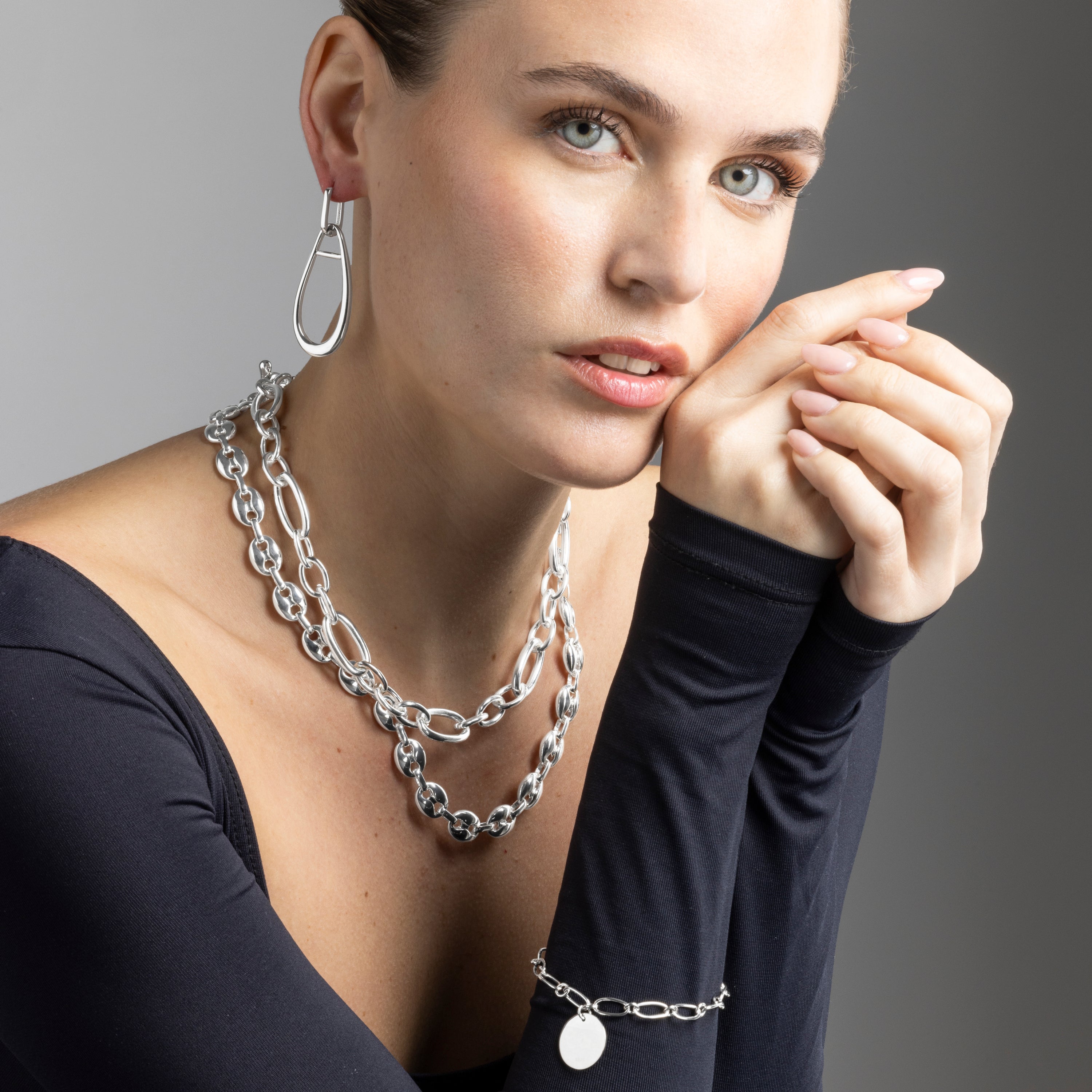 Rhodium-plated earrings - Salsah
